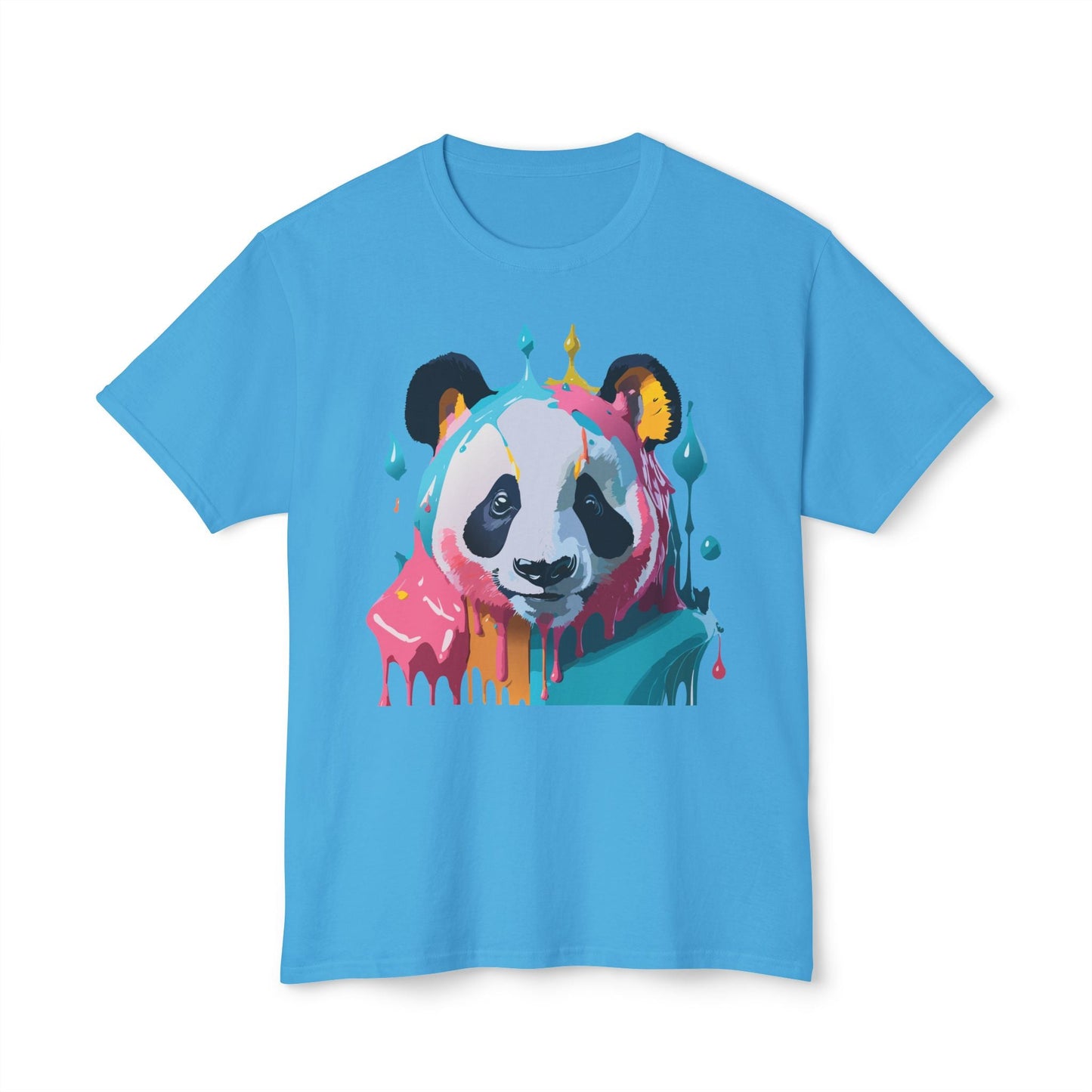 Unisex Panda Art T Shirt With Floral Design Print In HD Cotton 100 Percent USA Made