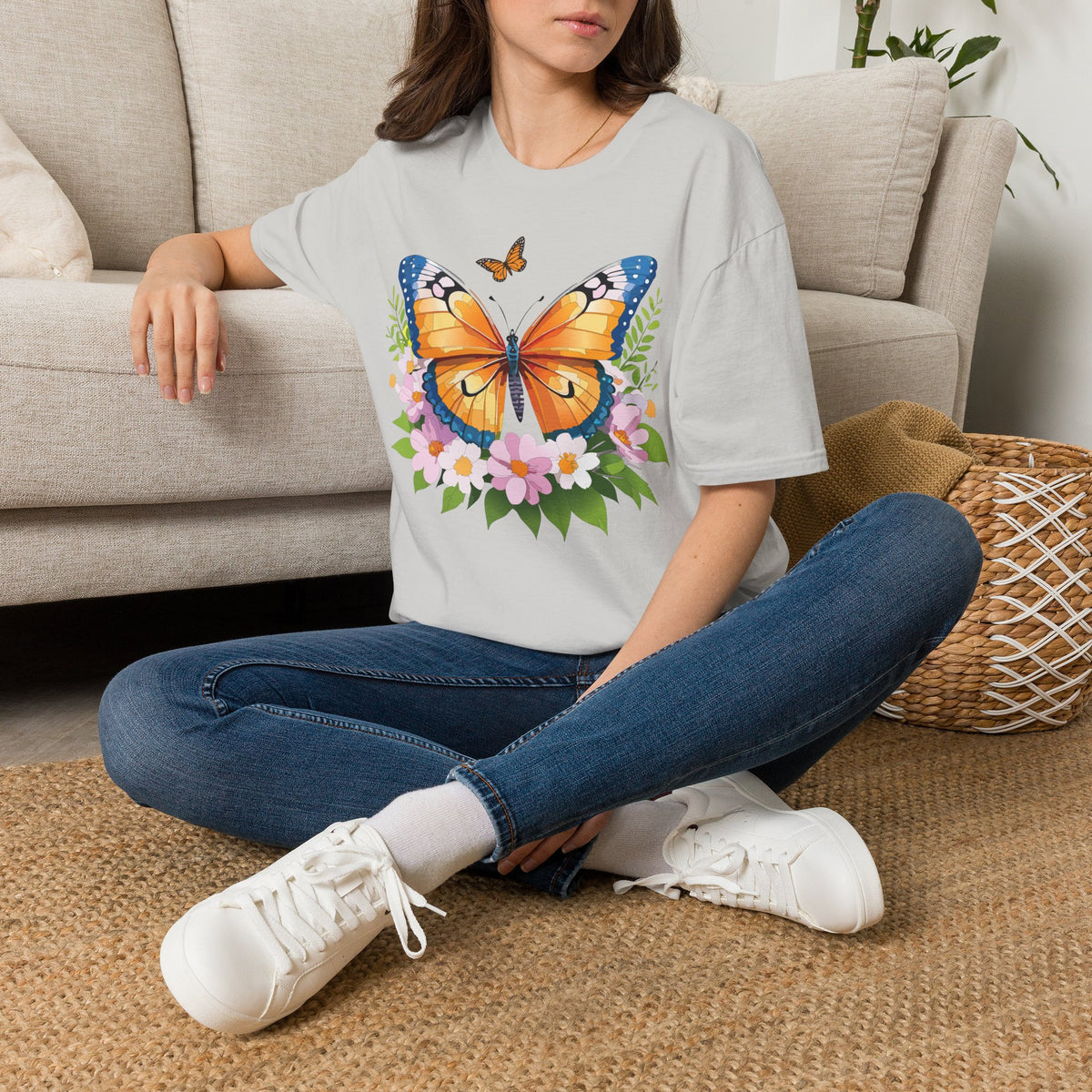 Monarch Butterfly Floral Butterfly Graphic Design Unisex 100 Cotton Gildan T-Shirt