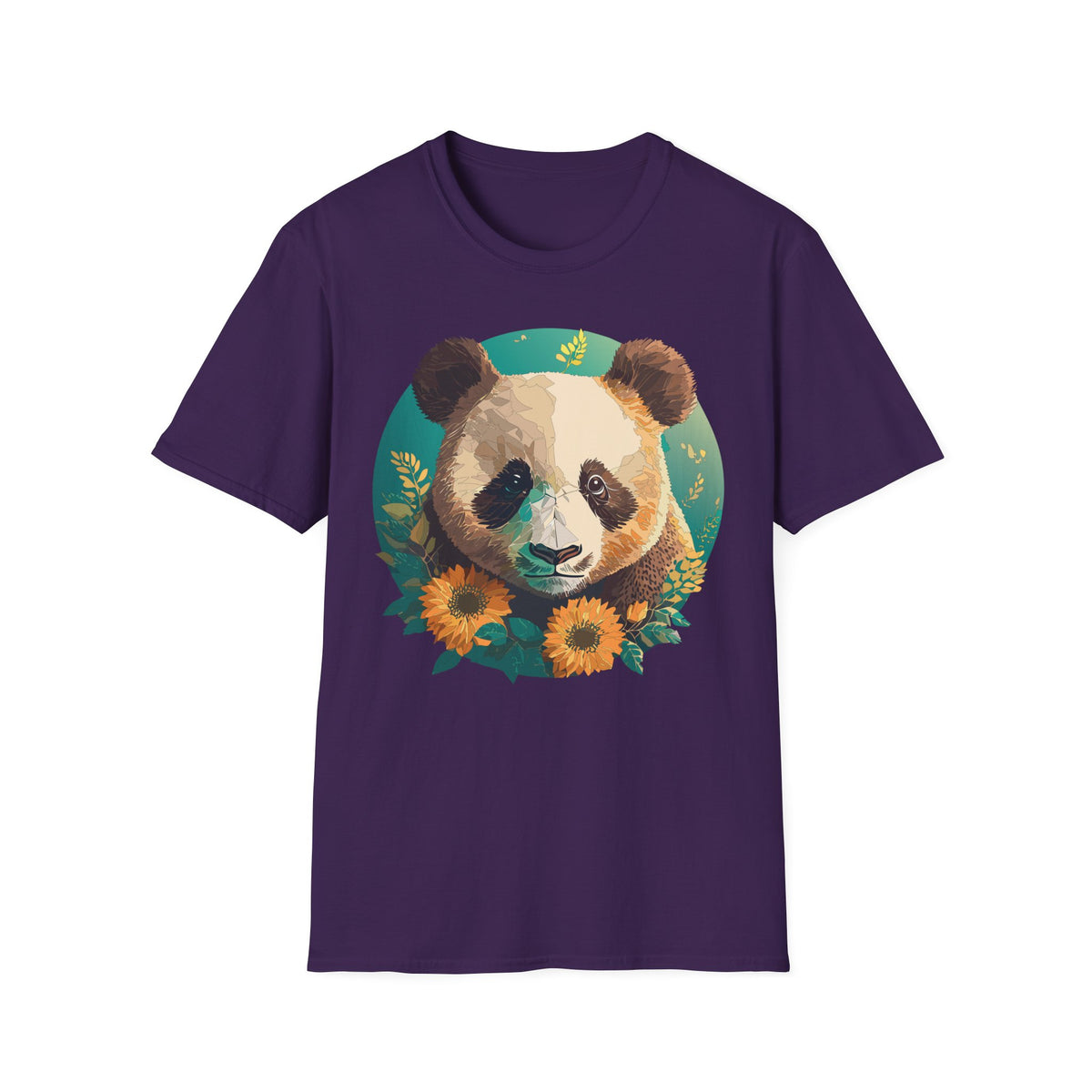 Panda Face with Sunflowers T-Shirt | Cute Floral Bear Graphic