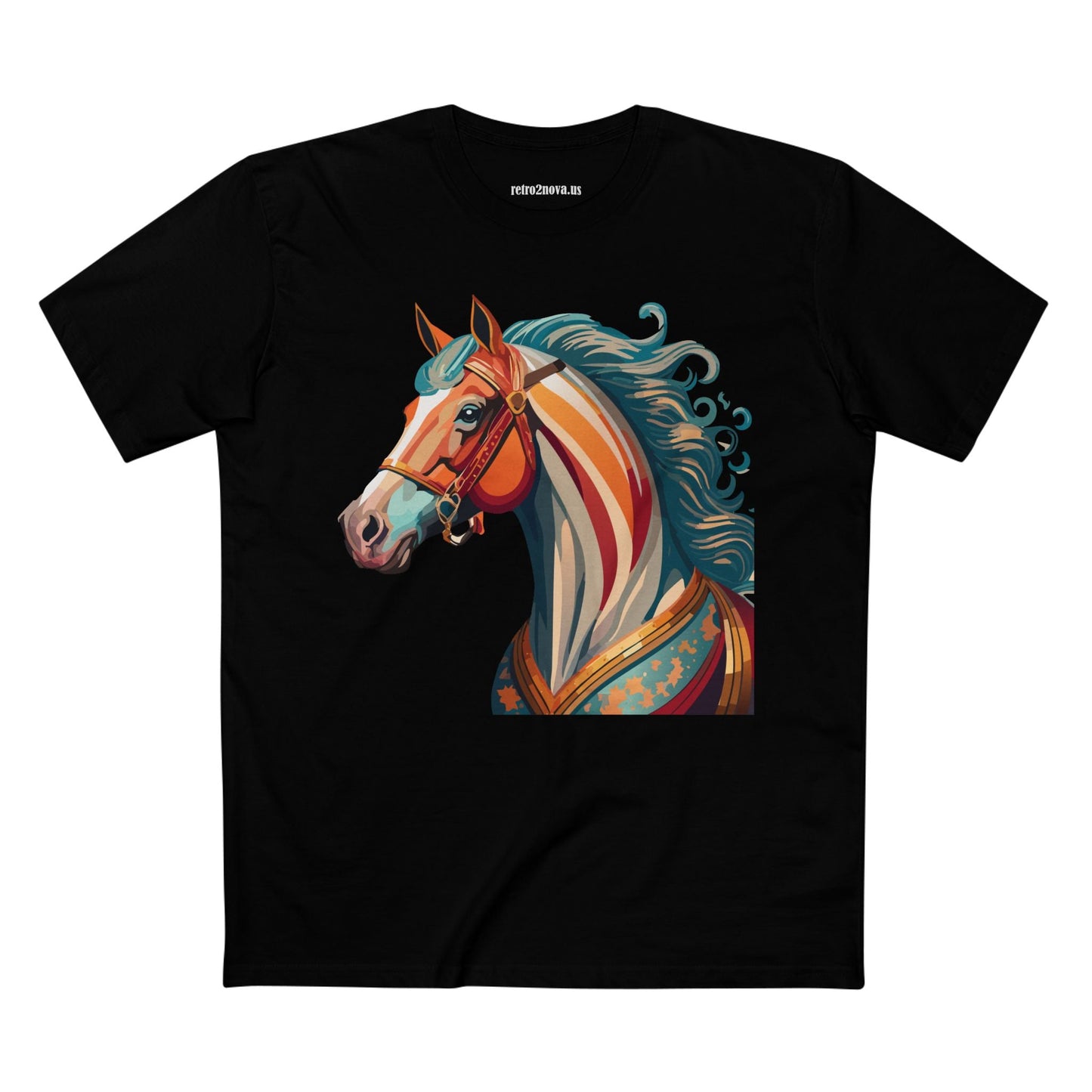 Horse Animal Shirt Unisex Premium Cotton Tee With Original Art Design From Retro2Nova Soft Breathable Art Collection