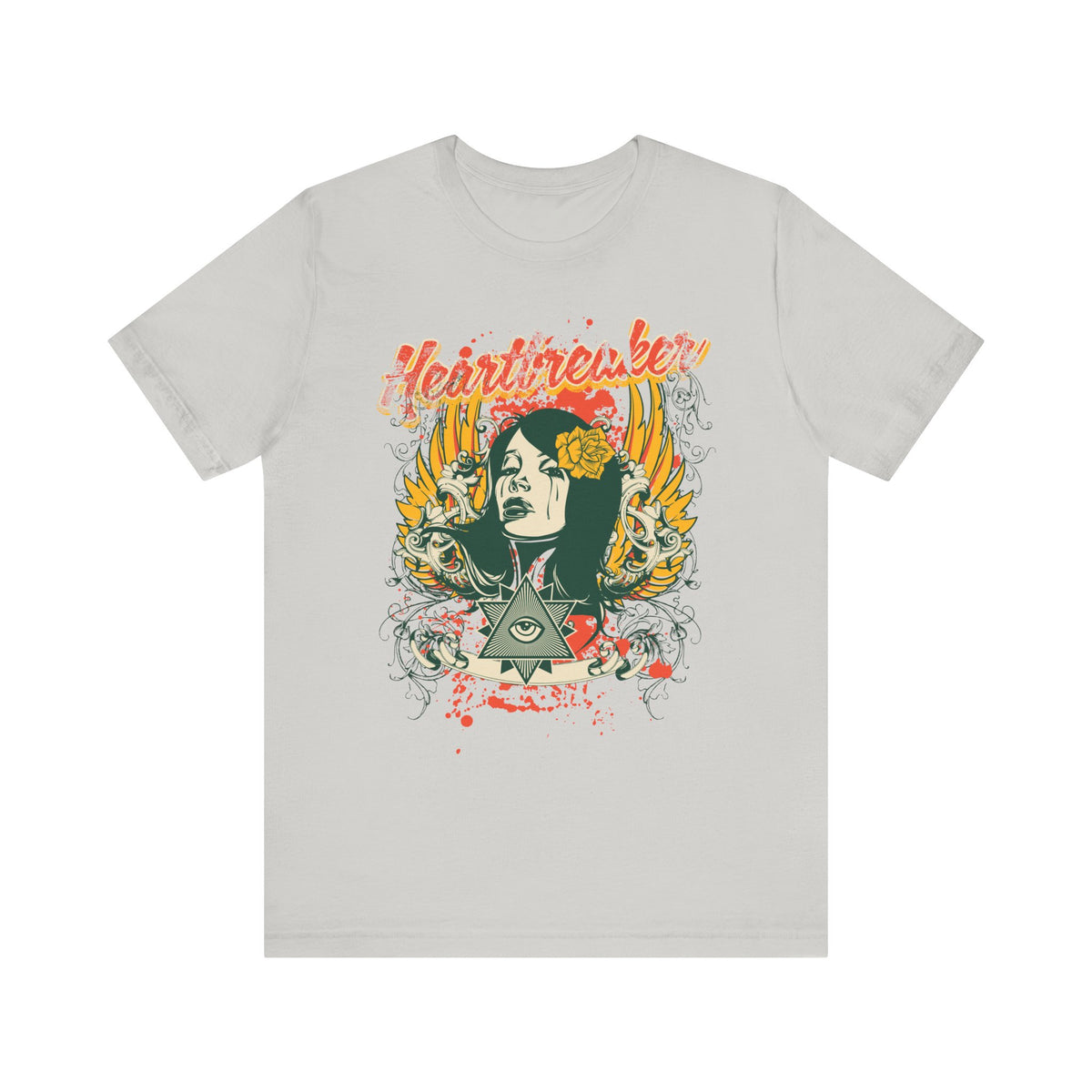 Heartbreaker Illustration Tee Retro Femme Portrait Floral Skull Graphic T-Shirt