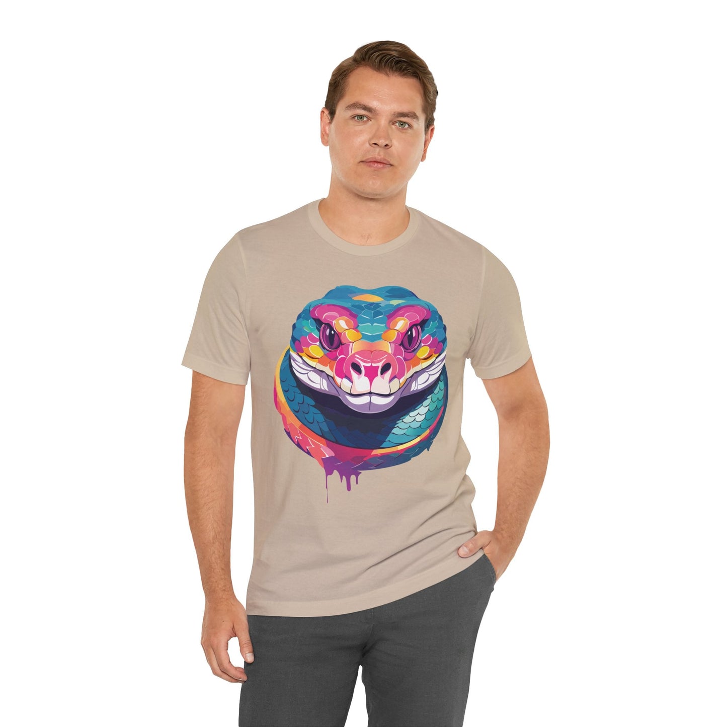 Unisex Animal Tee Shirt With Art Design, Wild Animals Short Sleeve Graphic Tee For Everyday Wear