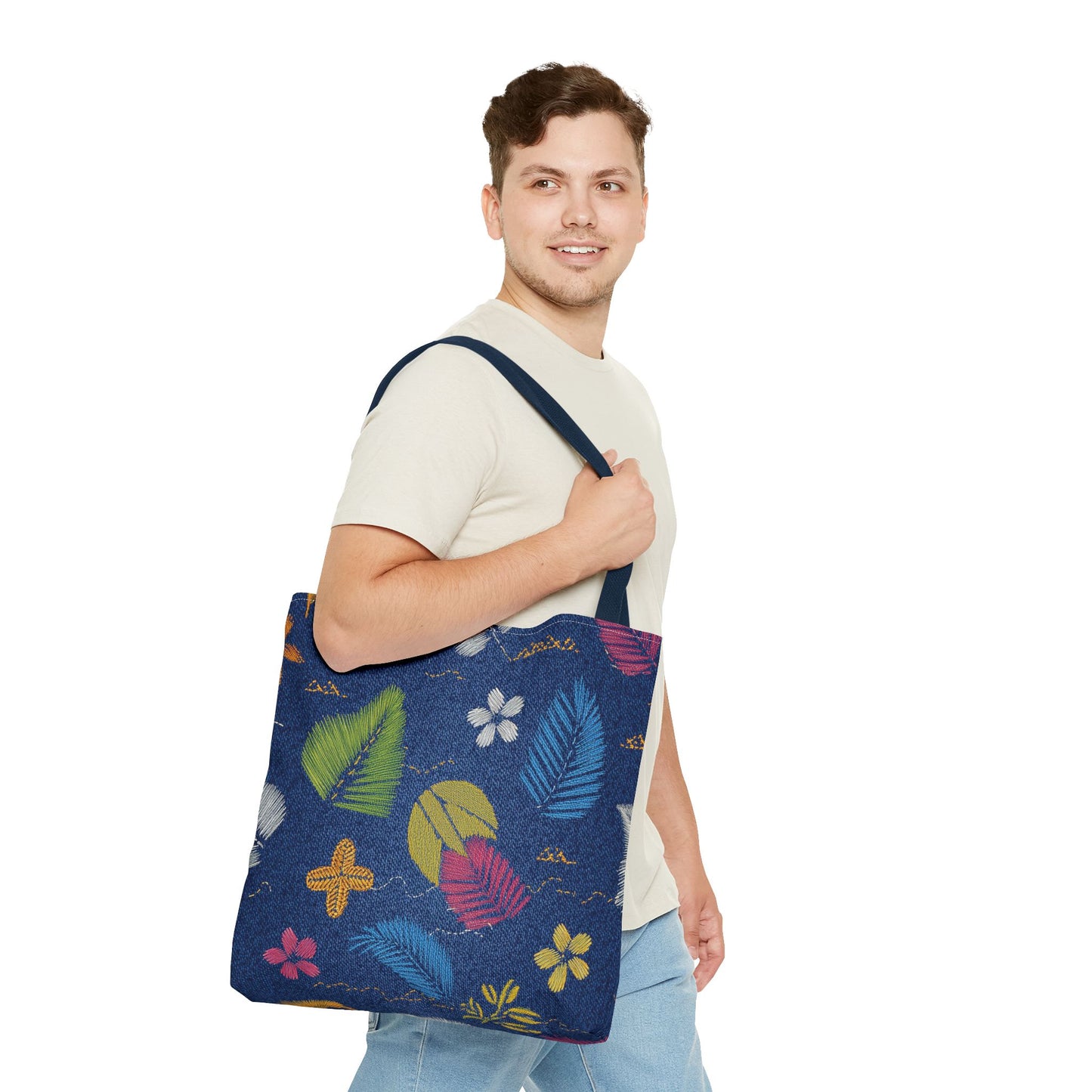 Denim Fabric Imitation Print Unisex Canvas Bag Poly Spun 3 Sizes Tote Bag 182-10