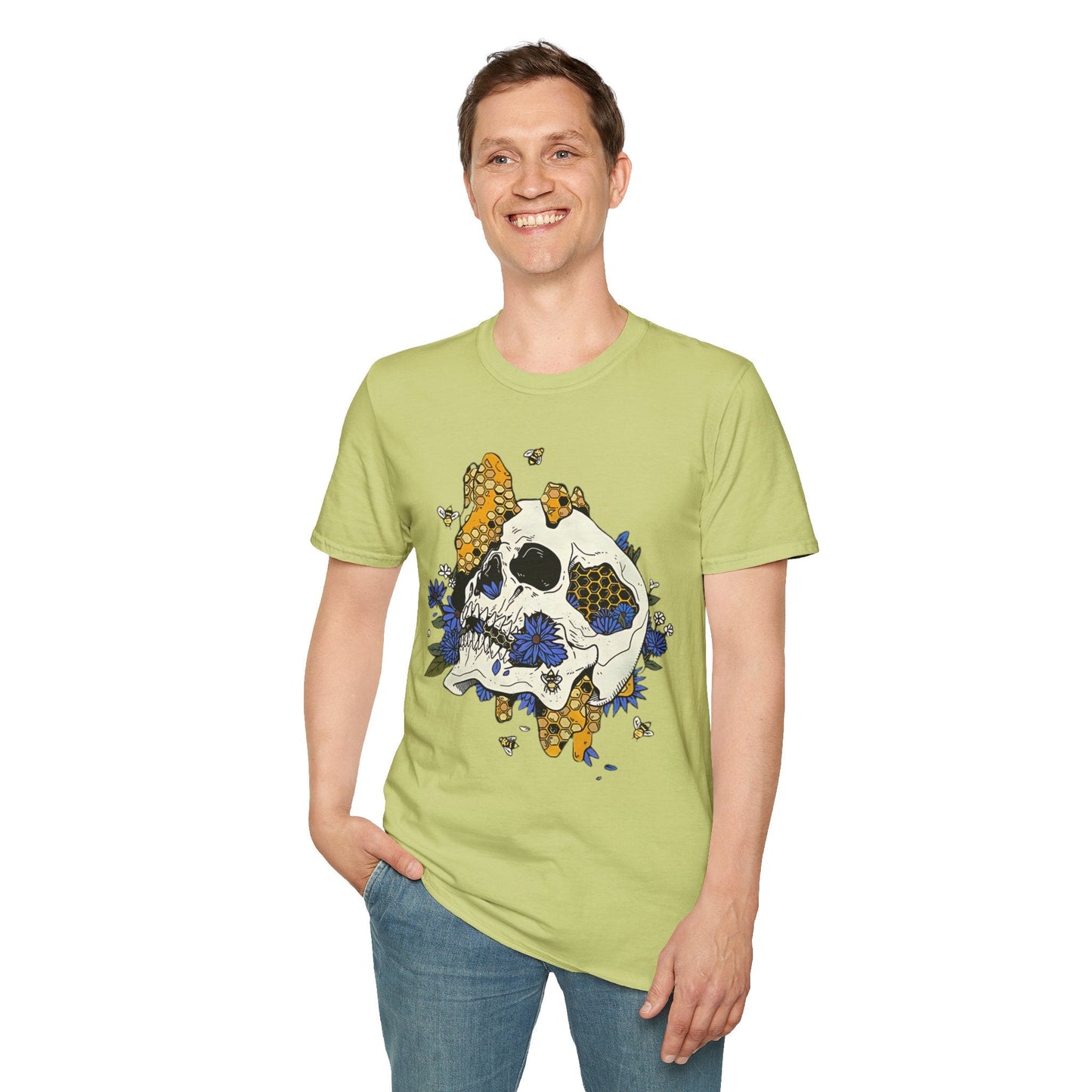 Skull Tee Shirt Unisex Skeleton Design Gildan Softstyle 64000 100 Percent Ring Spun Cotton Tee
