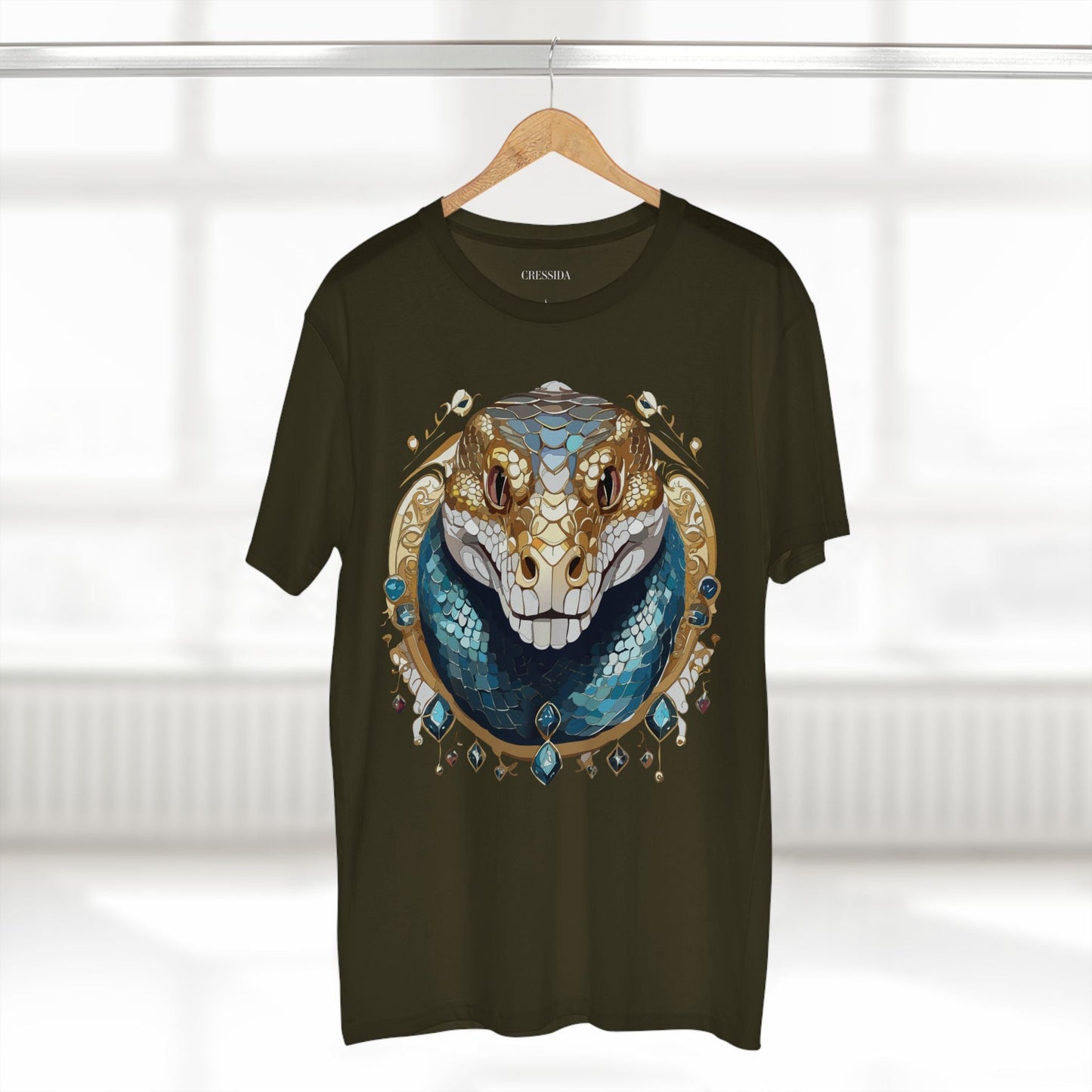 Snake Graphic Unisex 100 Cotton Tee With Unique Animal Golden Medallion Art Design 43