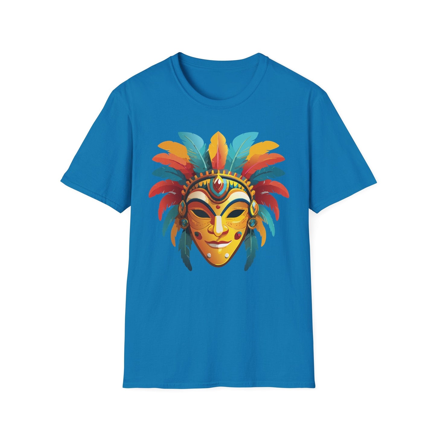 Mask Tee Shirt Unisex Masquerade Design Gildan Softstyle 100 Percent Cotton Tee for Everyday Comfort