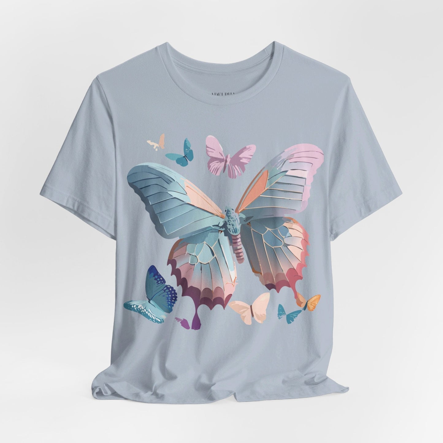 Butterfly Graphic Short Sleeve Tee Unisex Vintage Art Shirt By Adelpha