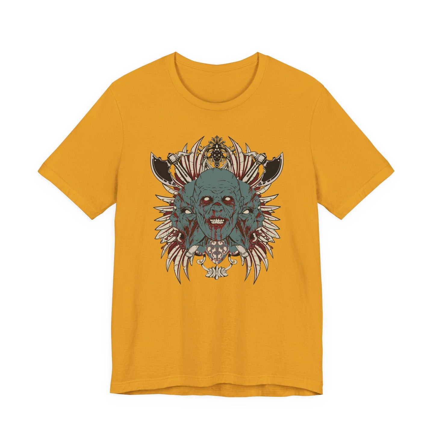 Zombie Skull Mandala T-Shirt Horror Graphic Tee, Gothic Skull Art-54-2