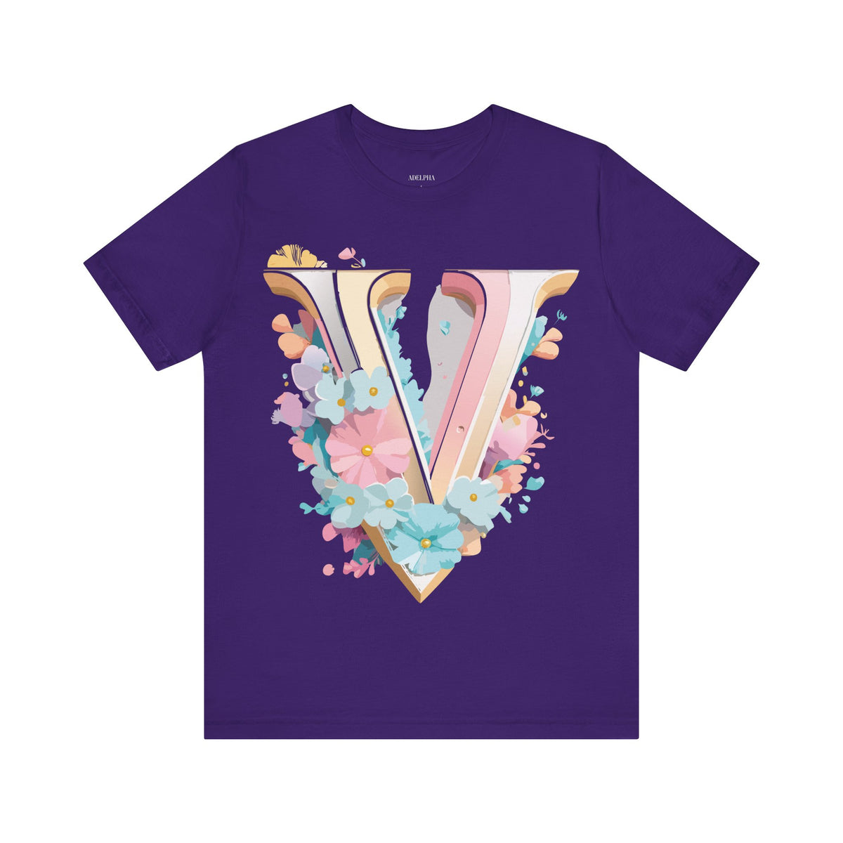 Letter V Graphic Unisex Cotton Bella+Canvas Tee with Art Letter Design