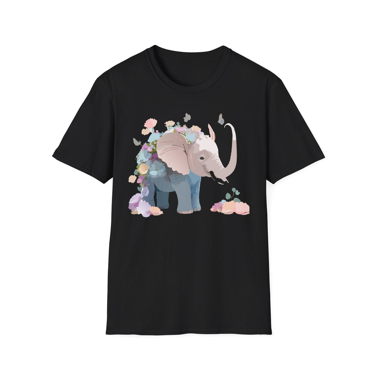 Floral Elephant Illustration T-Shirt | Watercolor Baby Elephant Tee
