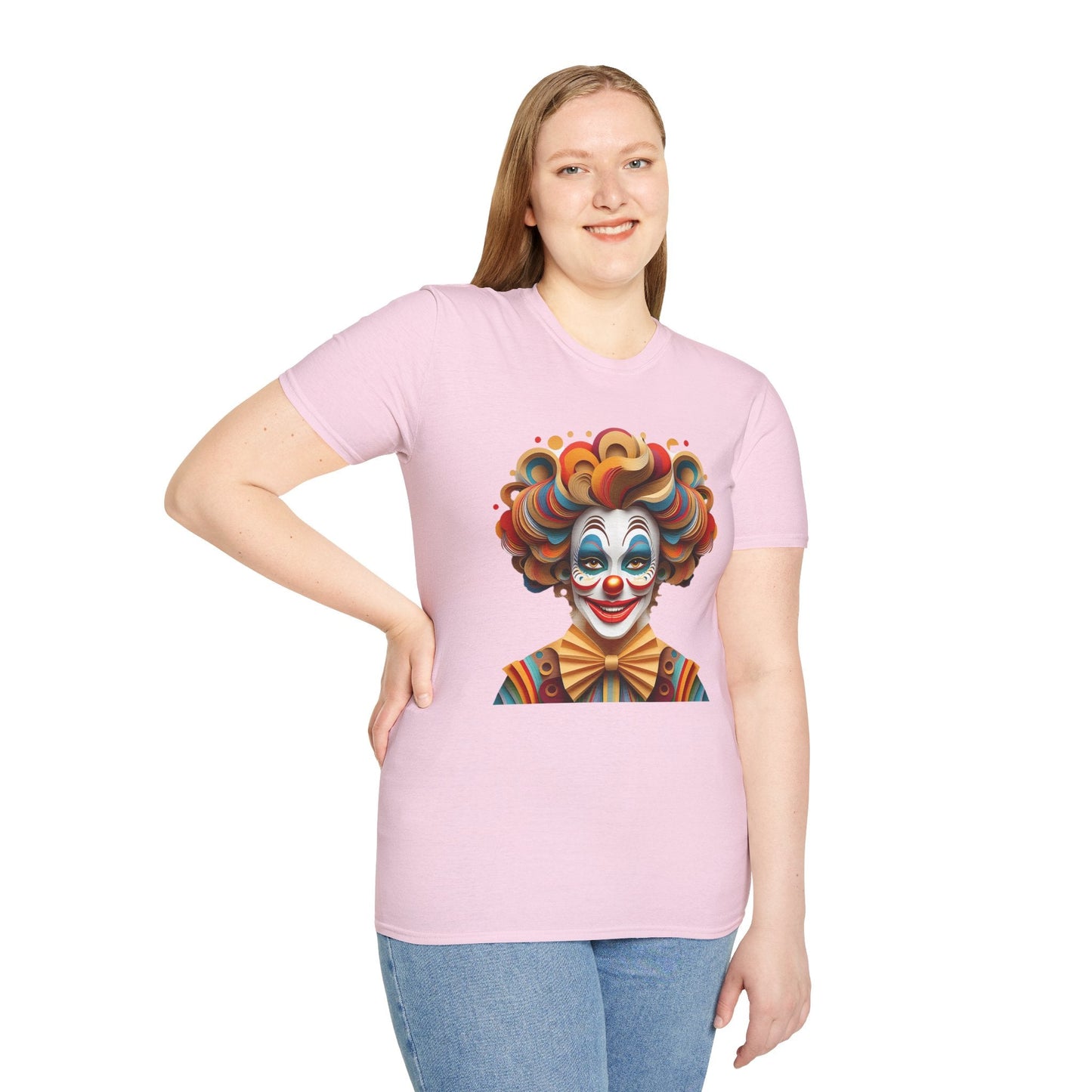 Unisex Clown Shirt Funny Man Circus Tee Short Sleeve Gildan Softstyle 64000 Cotton