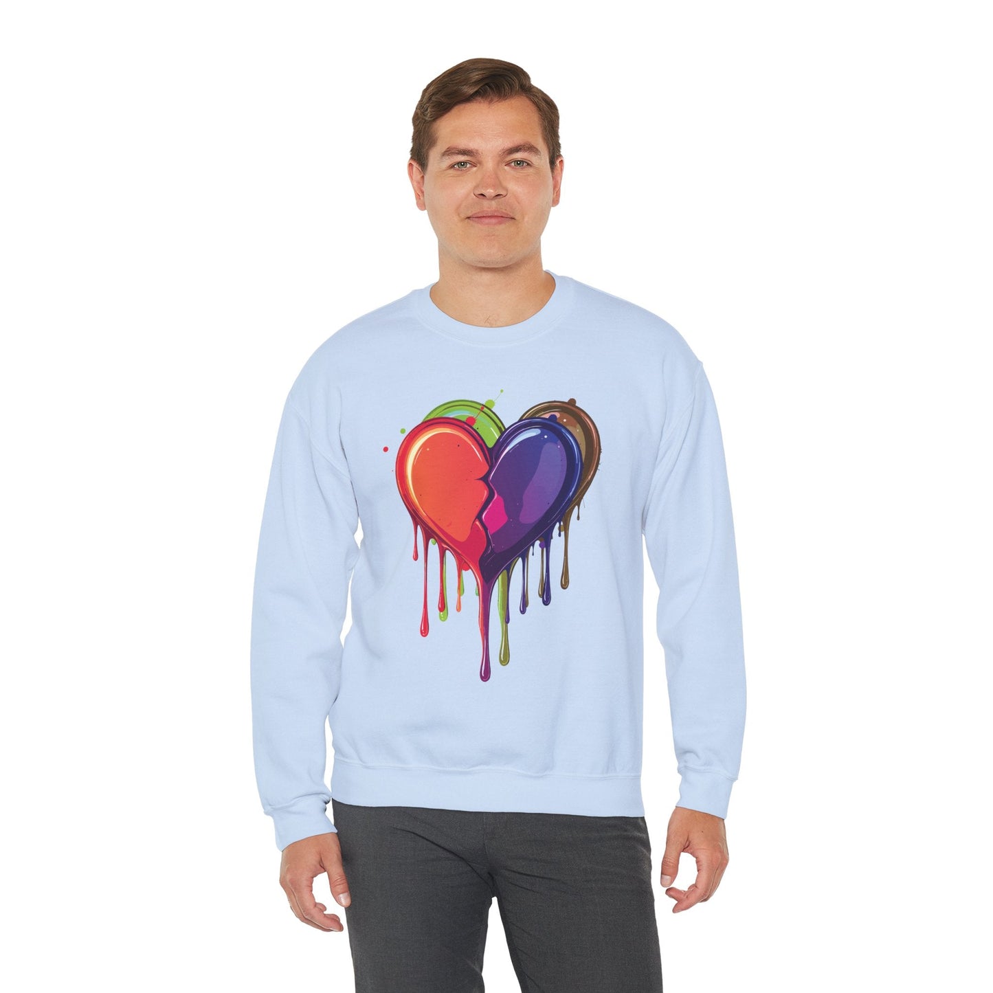Unisex Double Heart Sweatshirt Valentines Day Love Theme Big Heart Design
