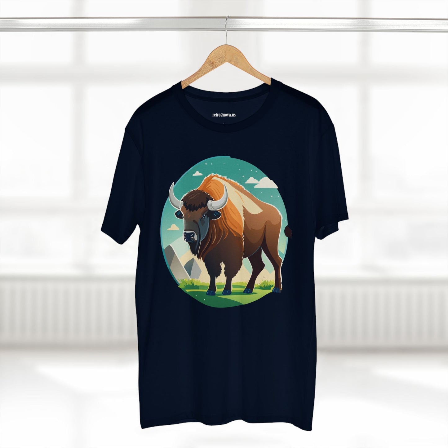 Bison Shirt Unisex Premium Cotton Tee With Original Art Design From Retro2Nova Animals Collection Exclusive Art Series