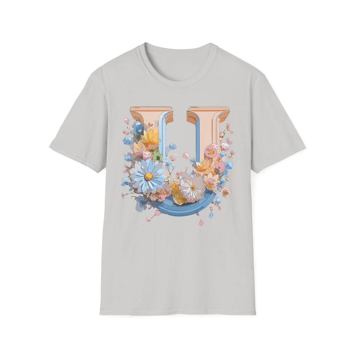 Floral Letter U T-Shirt | Botanical Monogram Initial Tee