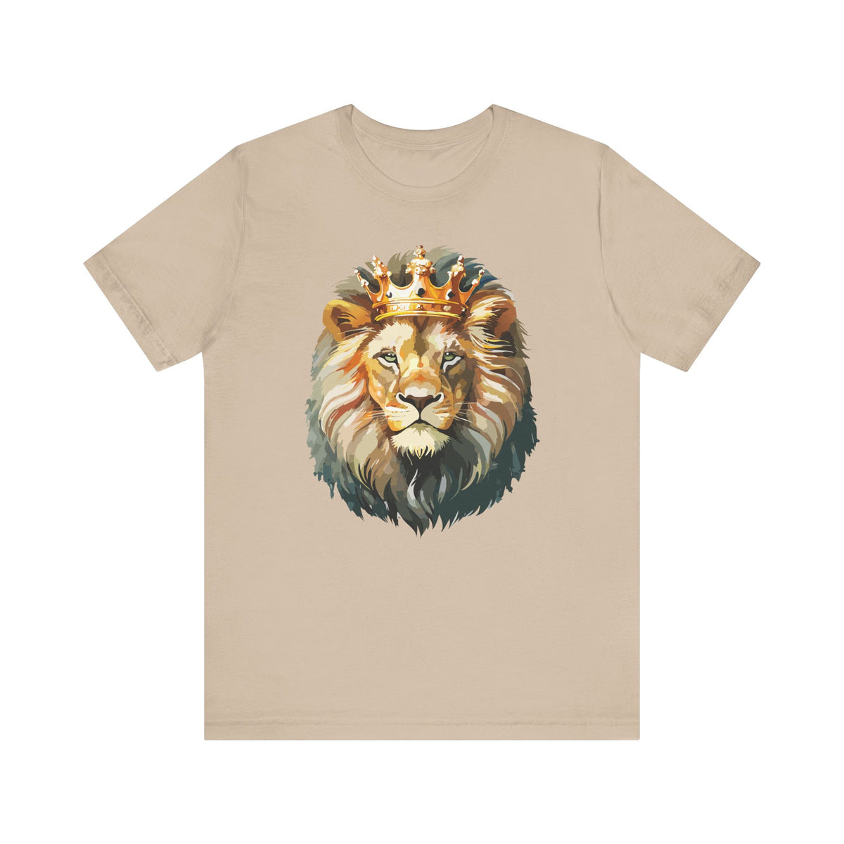 Lion with Crown Tee Unisex Cotton T-Shirt Regal King Lion Illustration, Wildlife Graphic Shirt - 1