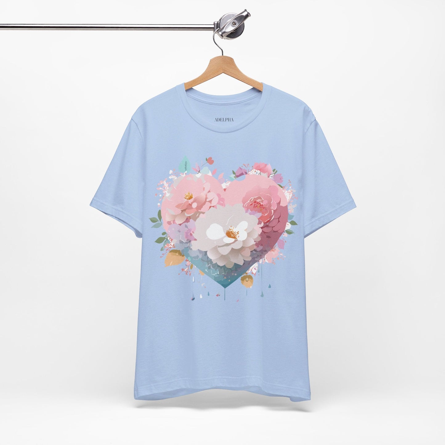 Valentine Day Graphic Unisex 100 Cotton Vintage Artwork with Love and Flower Design Tee 35