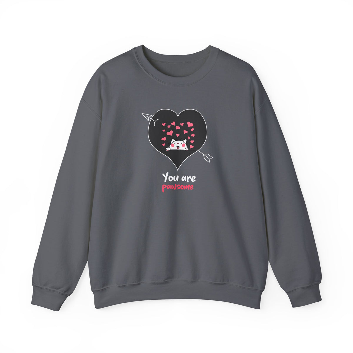 Cat Graphic Valentine's Day Sweatshirt Unisex 50/50 Cotton-Poly Animal Sweatshirt w11