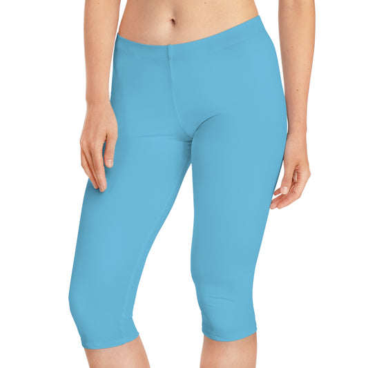 Blue Color Capri Leggings, Blue Capri Leggings 12