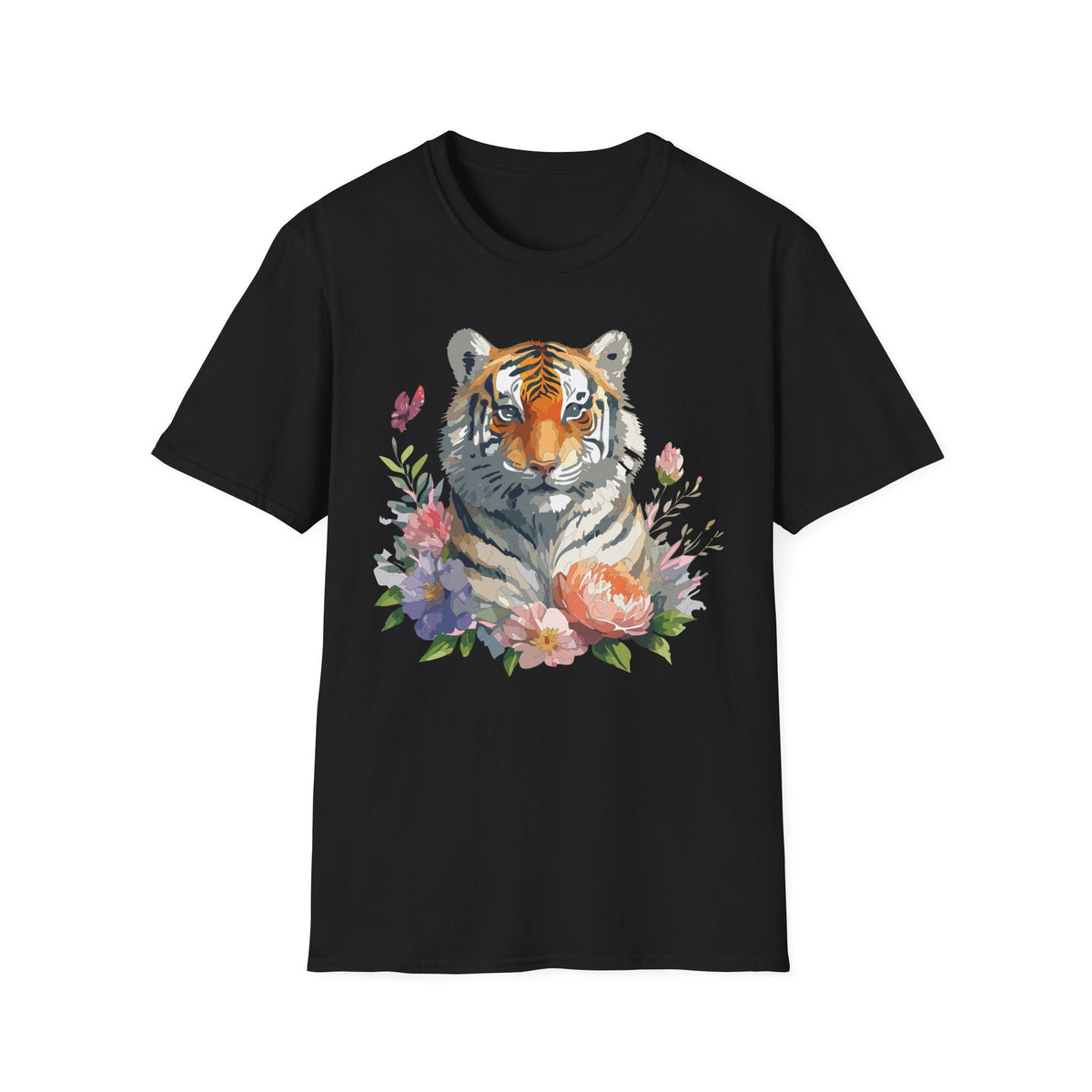 Watercolor Tiger Floral T-Shirt | Tiger Portrait Tee