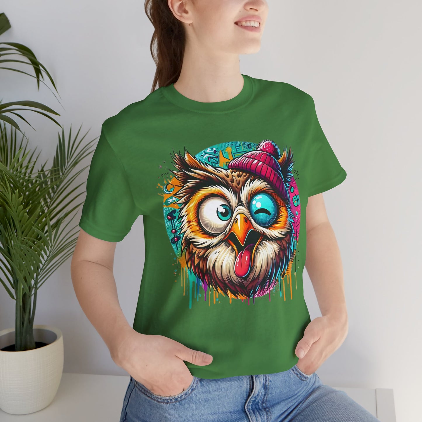 Colorful Owl Graphic Tee, Fun Owl Shirt, Funny Bird Shirt, Cute Cartoon Tees, Animal T-Shirt, Animal Tees, Art Design T-Shirt