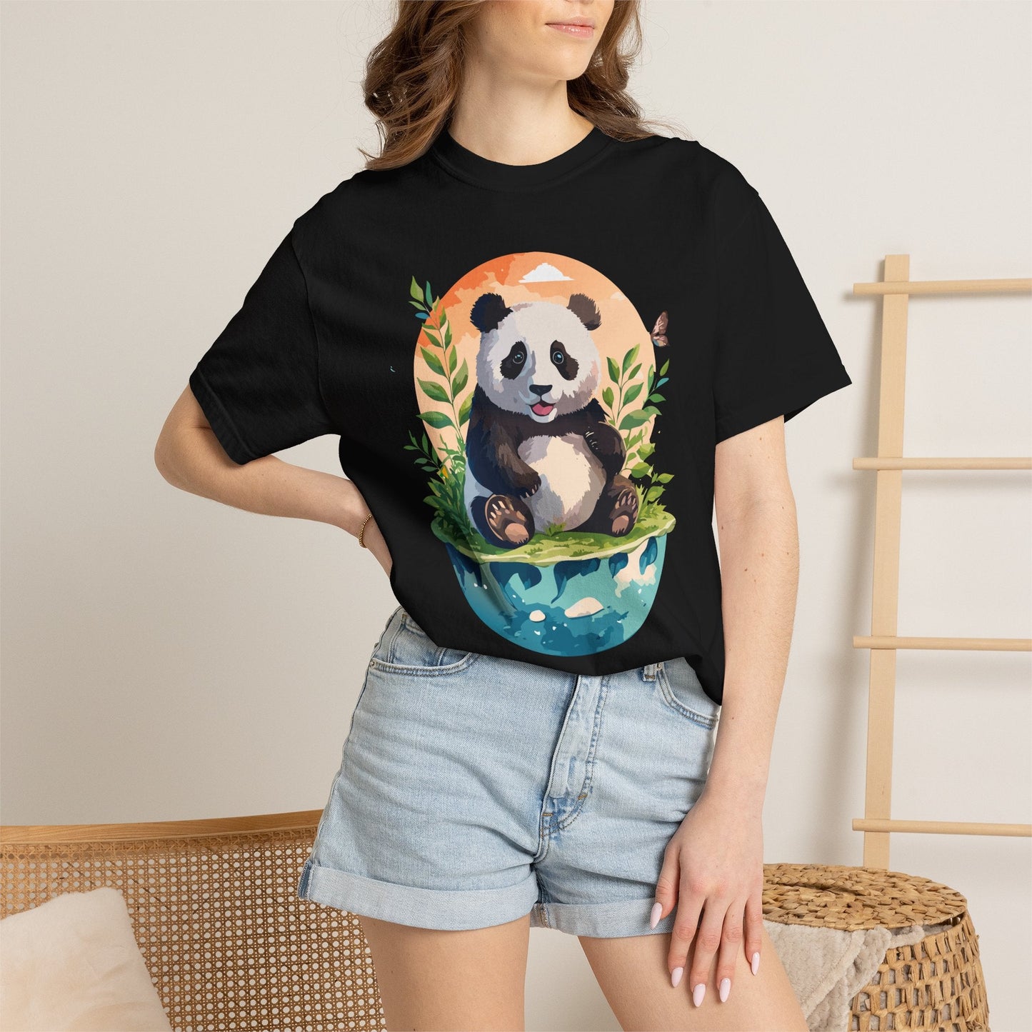 Panda Portrait Graphic T-Shirt Unisex Cotton Floral Animal Art Tee pp4