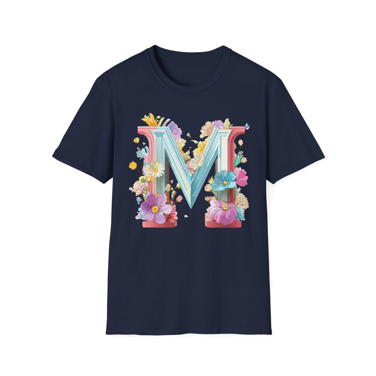 Floral Letter M T-Shirt | Monogram Initial Graphic Tee