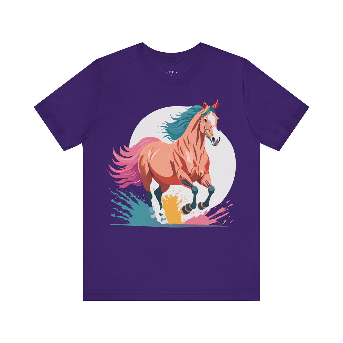 Horse Graphic Unisex Cotton Bella+Canvas Tee with Art Animal Design e24