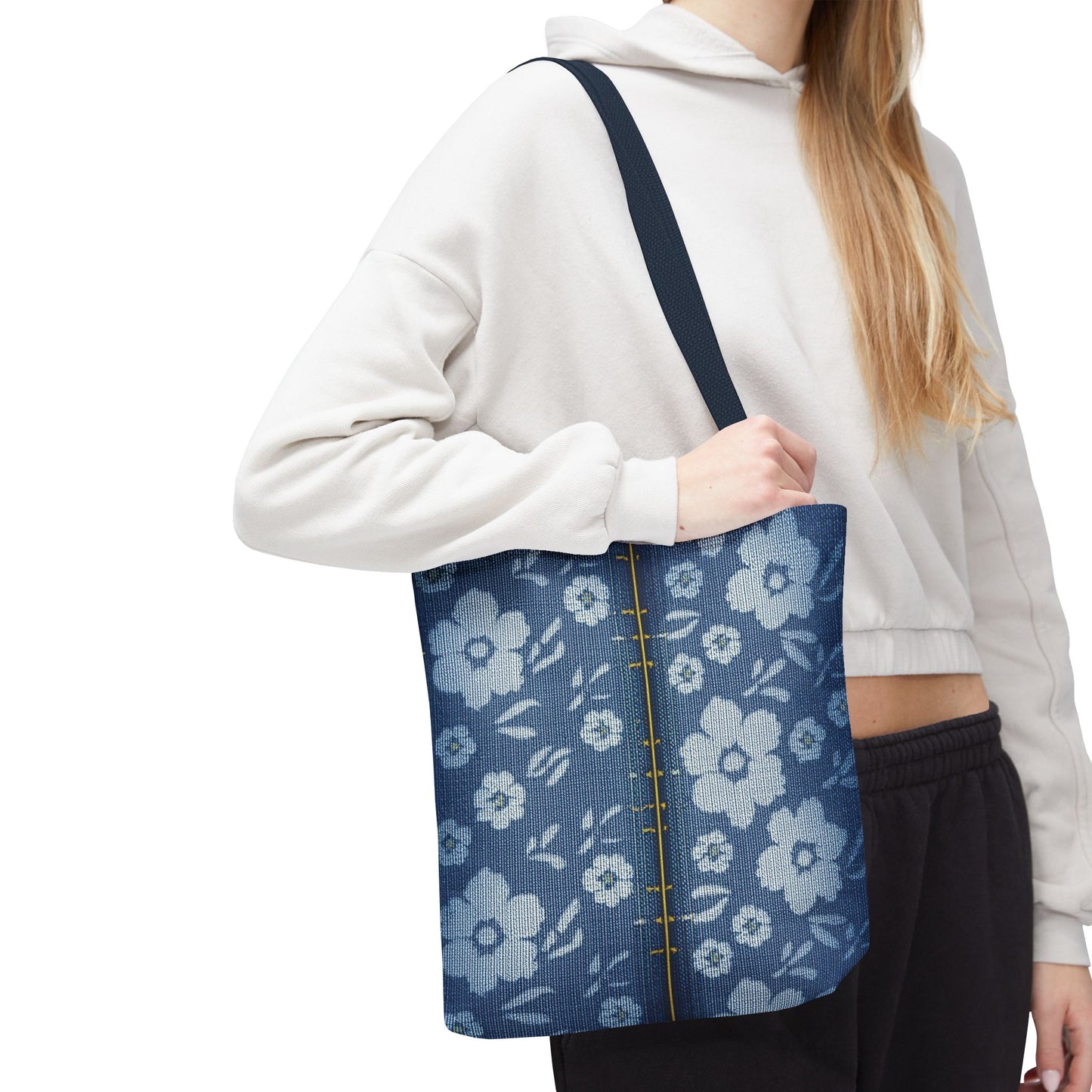 Denim Fabric Imitation Print Unisex Canvas Bag Poly Spun 3 Sizes Tote Bag 118