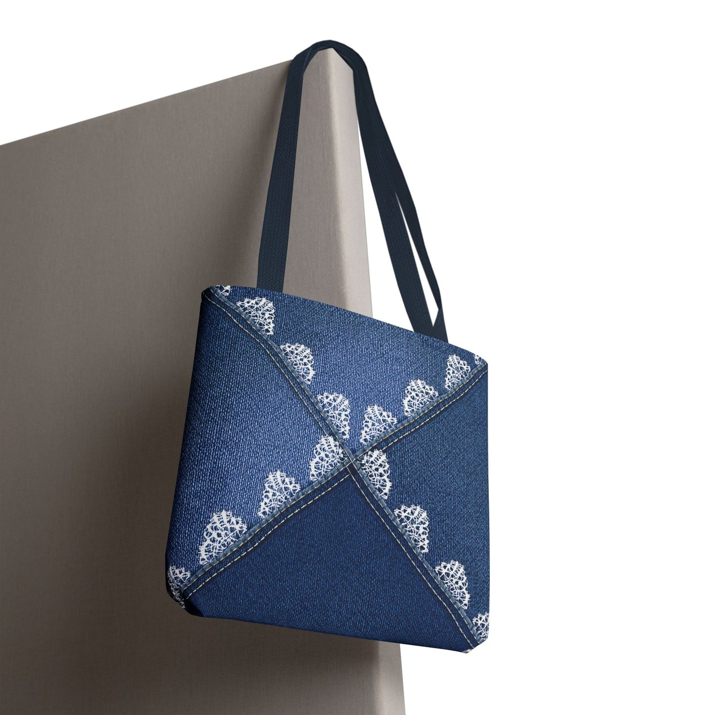 Denim Fabric Imitation Print Unisex Canvas Bag Poly Spun 3 Sizes Tote Bag 110