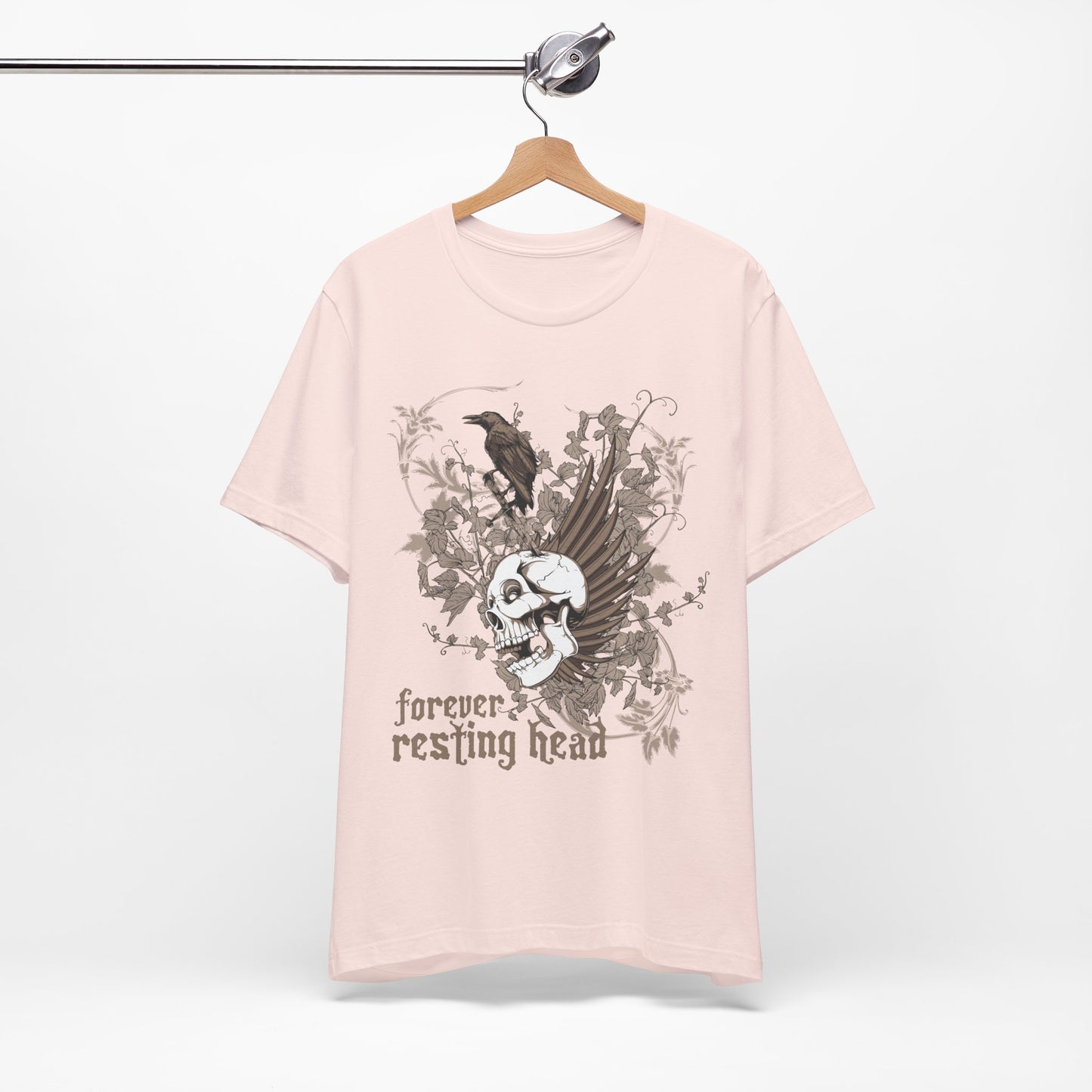 Forever Resting Head Tee, Edgy Graphic Shirt, Music T-Shirt, Gothic Tees, Skull Shirt, Art Design Tee, Skull Graphic Top