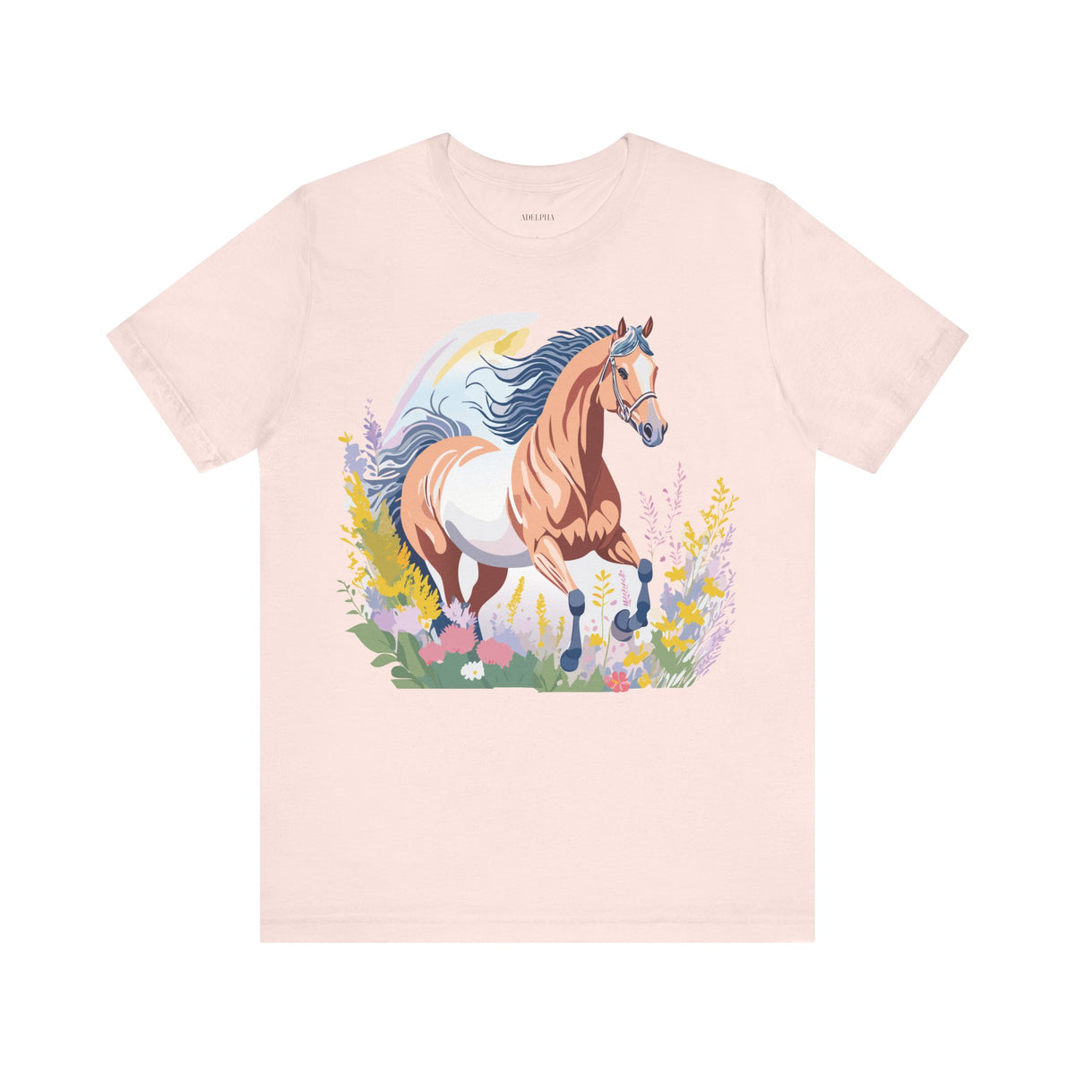 Horse Graphic Unisex Cotton Bella+Canvas Tee with Art Animal Design e26