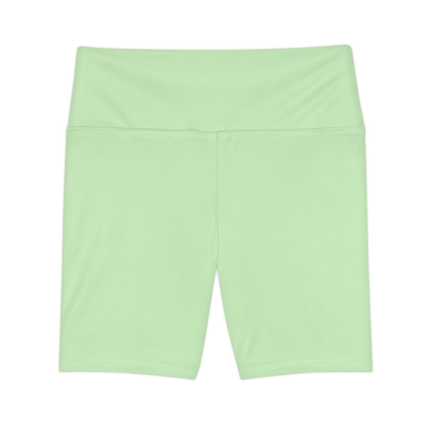 Tea Green Women's Workout Shorts — Pastel Mint High-Waist Biker Shorts