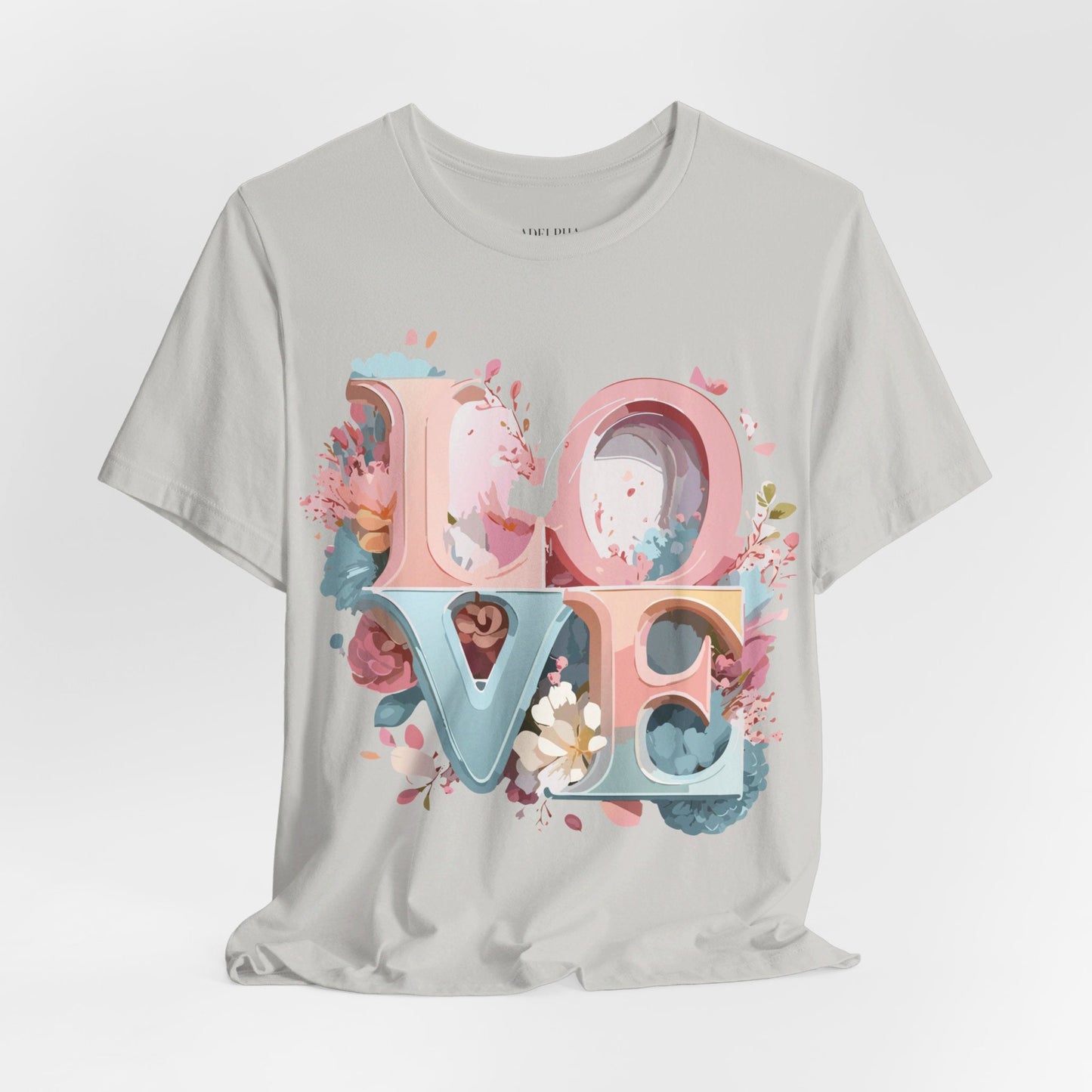 Valentine Day Graphic Unisex 100 Cotton Vintage Artwork with Love and Flower Design Tee 47