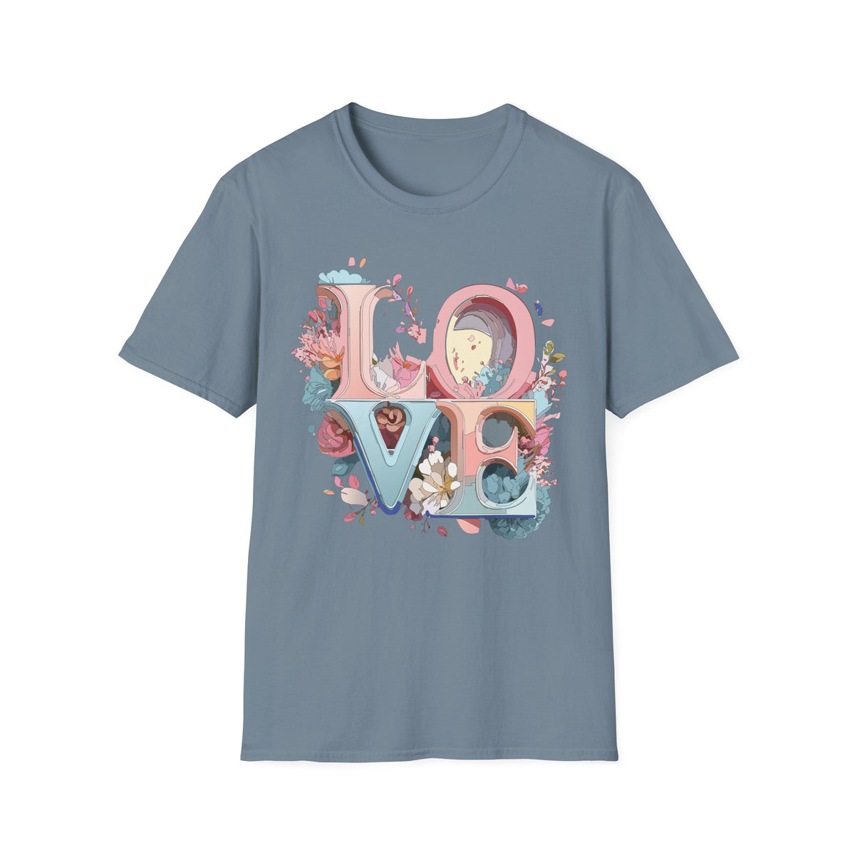 Floral LOVE Lettering T-Shirt | Pastel Botanical Typography