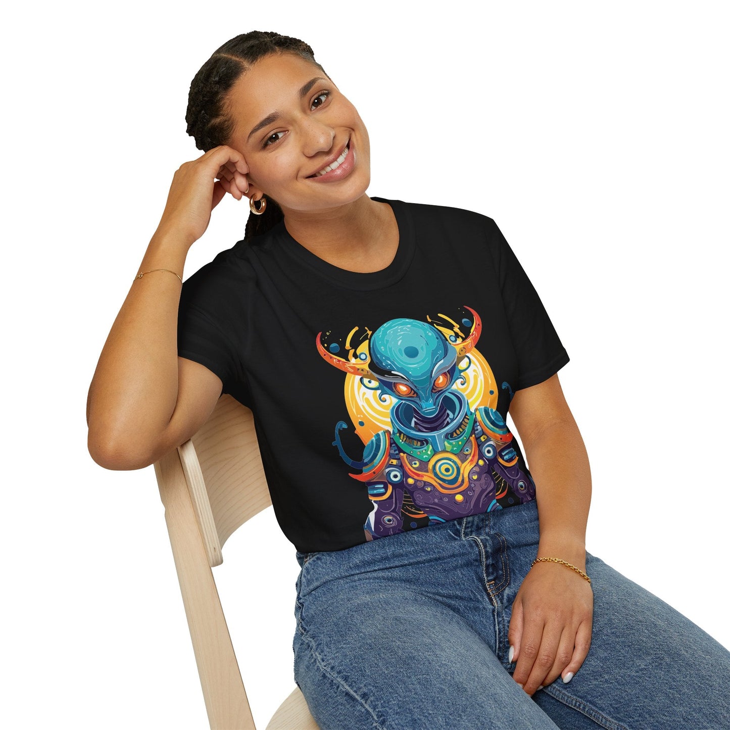 Alien T Shirt Cosmos Shirt Unisex Short Sleeve Tee With Alien Art Design Ring Spun Cotton