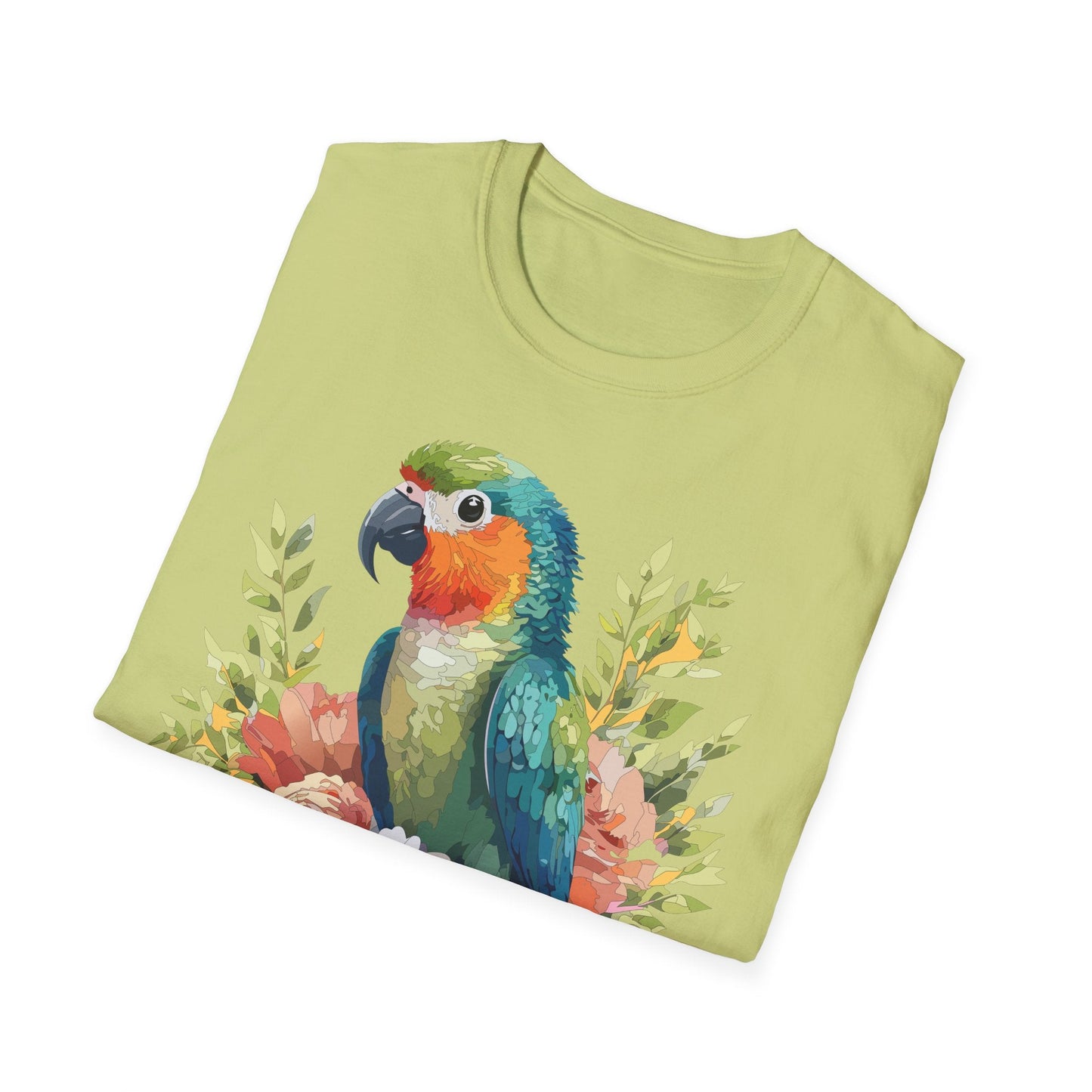Floral Bird T Shirt Unisex Softstyle Gildan 64000 Cotton Tee for Everyday Comfort