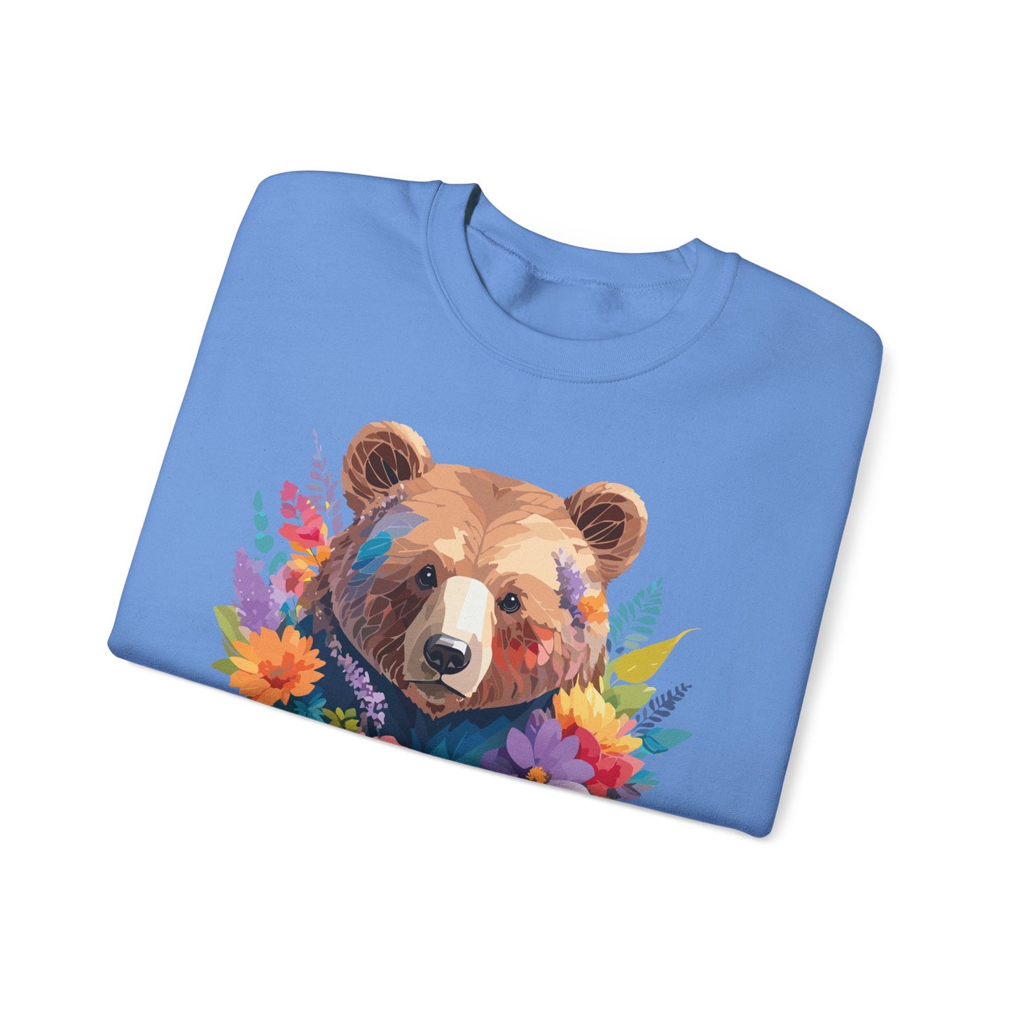 Unisex Floral Bear Sweatshirt Art Design Animals Gildan 18000 Crewneck