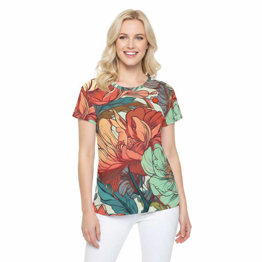 Women Poly T-Shirt with Floral Print