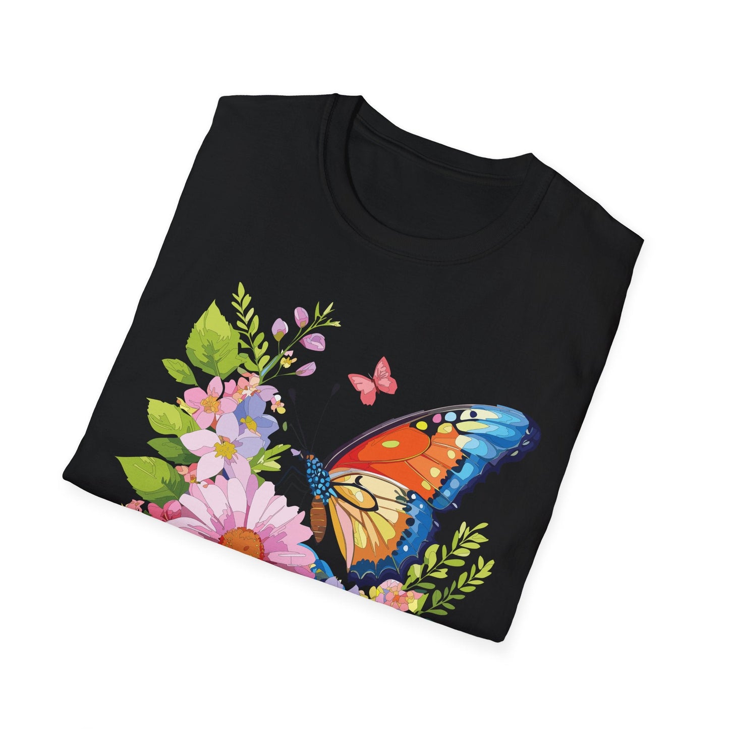 Butterfly T Shirt Unisex Short Sleeve Gildan Softstyle 64000 Monarch Butterfly Design Graphic