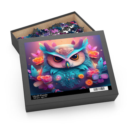 Puzzles-47 Kids Owl Puzzle 500-Piece  Floral Owl Puzzle 500-Piece, Birds Kids Puzzles Size: 16" x 20",  Ages 9+