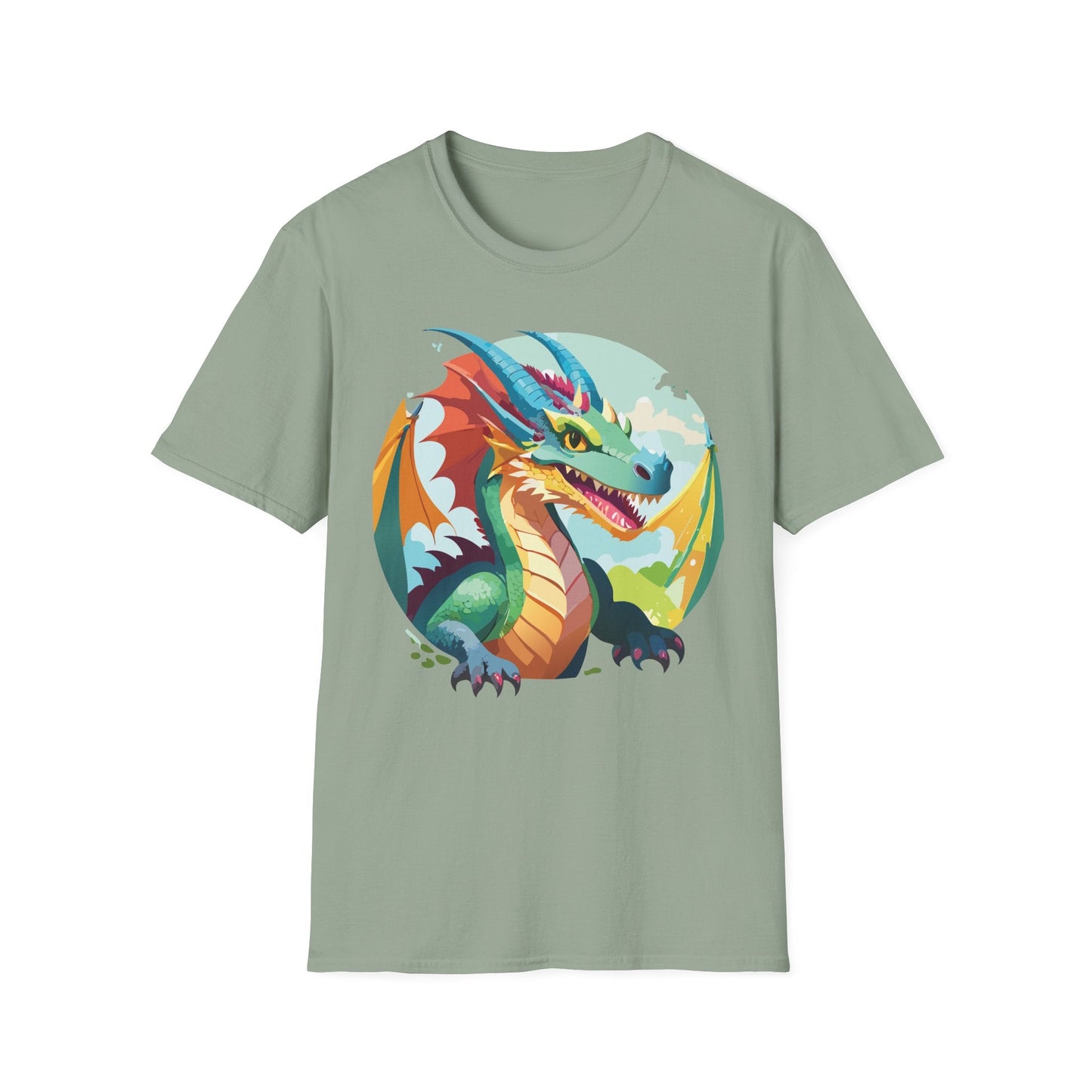 Unisex Dragon Graphic Tee By Gildan Softstyle 64000 Short Sleeve Cotton Tee Art Design