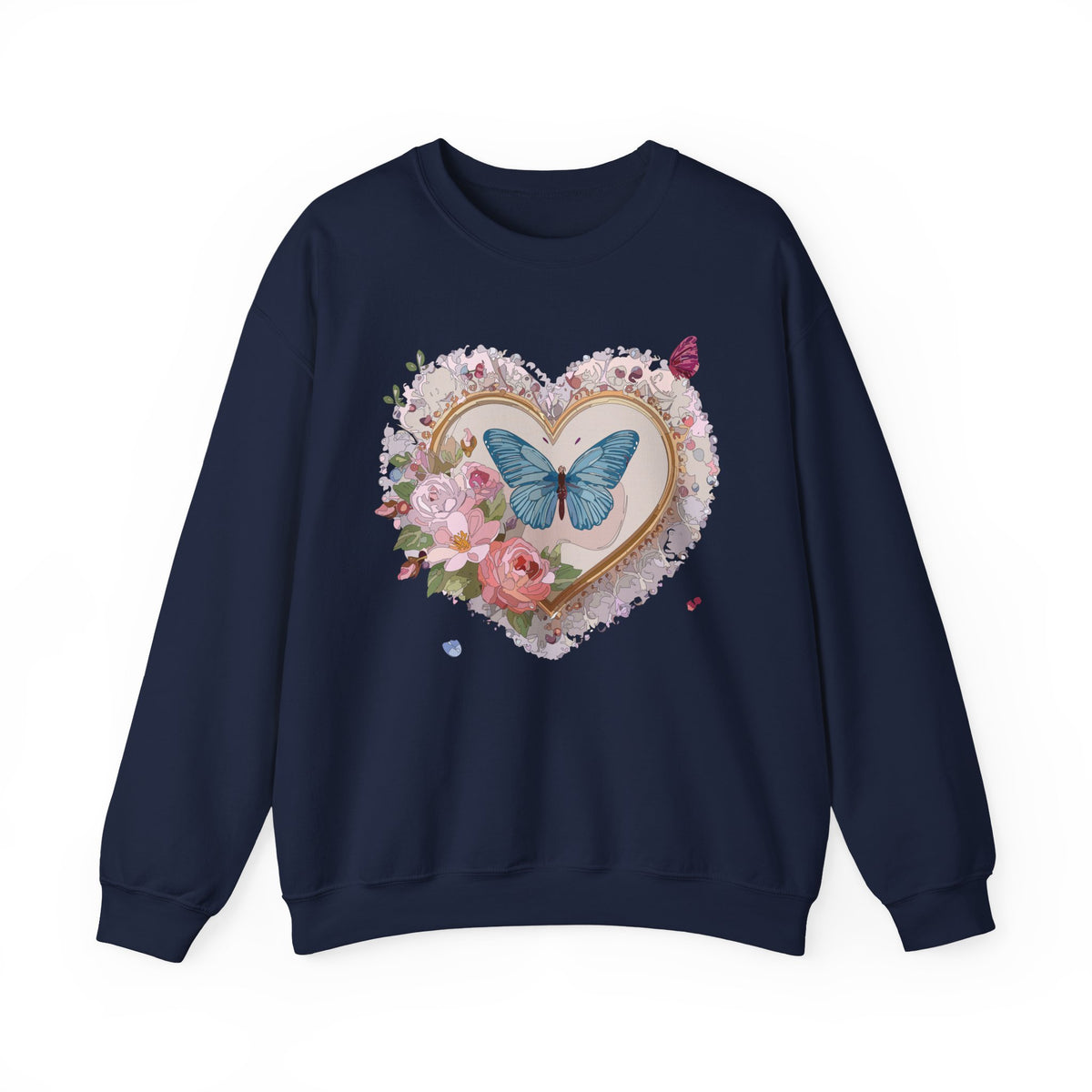 Floral Heart Love Graphic Valentine's Day Sweatshirt Unisex 50/50 Cotton-Poly Sweatshirt w36