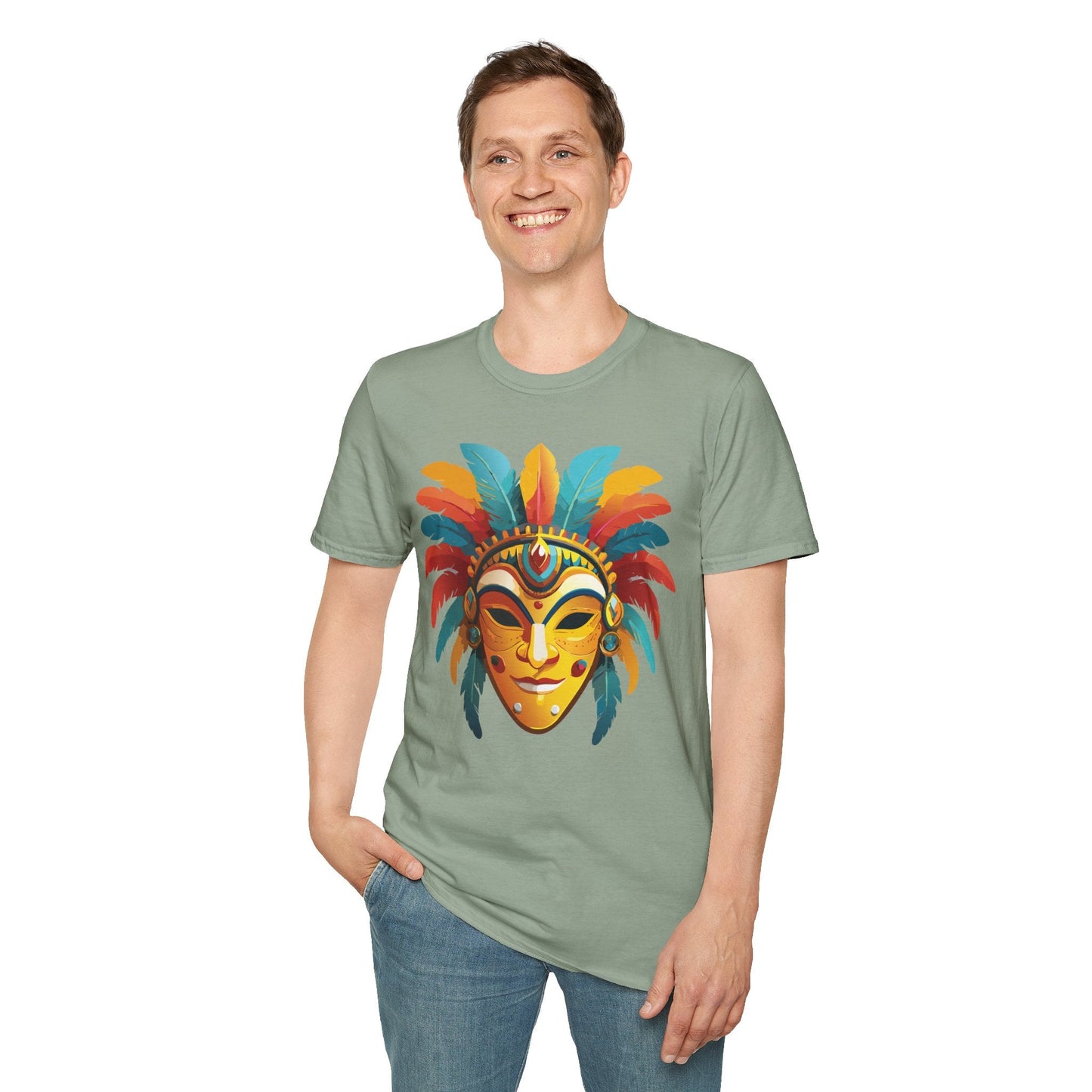 Mask Tee Shirt Unisex Masquerade Design Gildan Softstyle 100 Percent Cotton Tee for Everyday Comfort