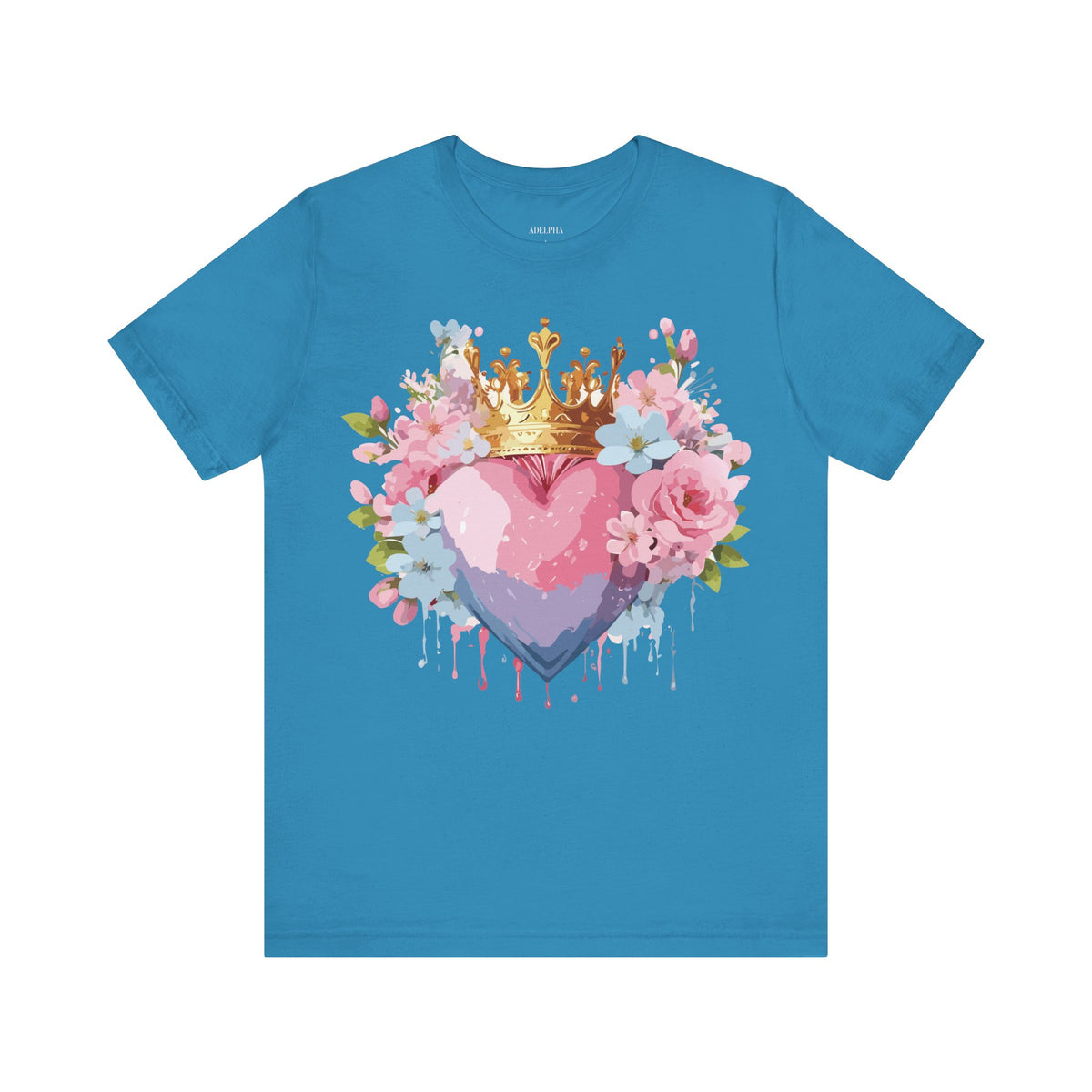 Valentine's Day Graphic Unisex Cotton Bella+Canvas Tee with Floral Art Design d108