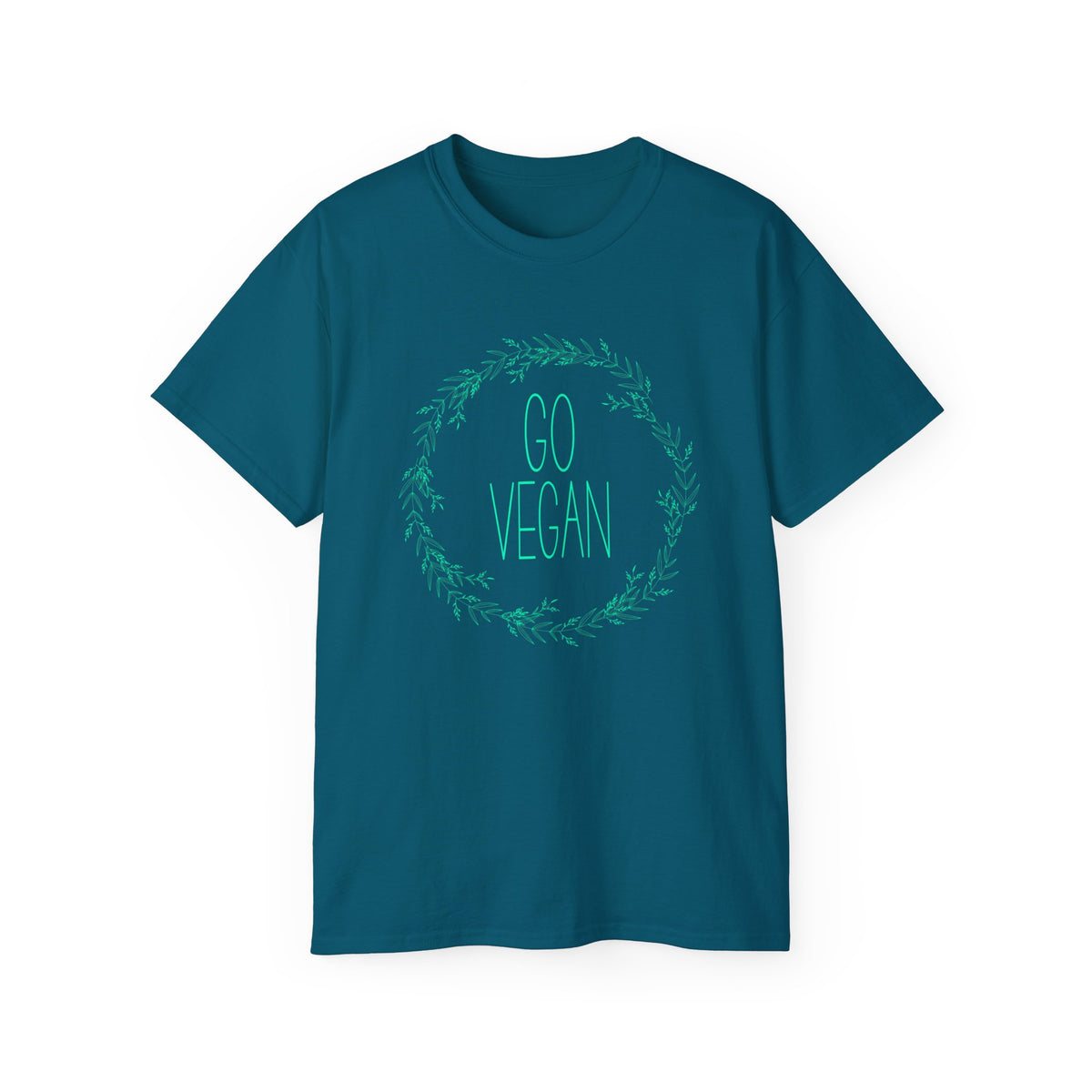 Go Vegan Wreath Tee | Plant-Based Vegan Shirt, Green Botanical Design