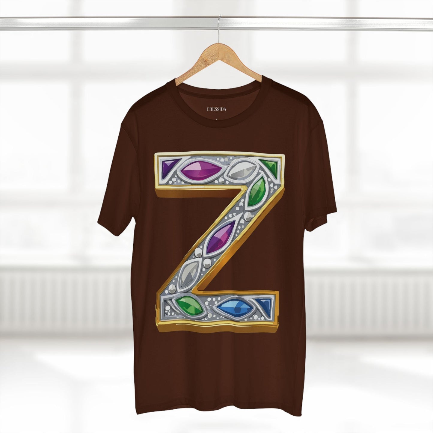 Letter Z Graphic Design Tee Unisex 100 Cotton With Antique Gold Letters Artwork T-Shirt