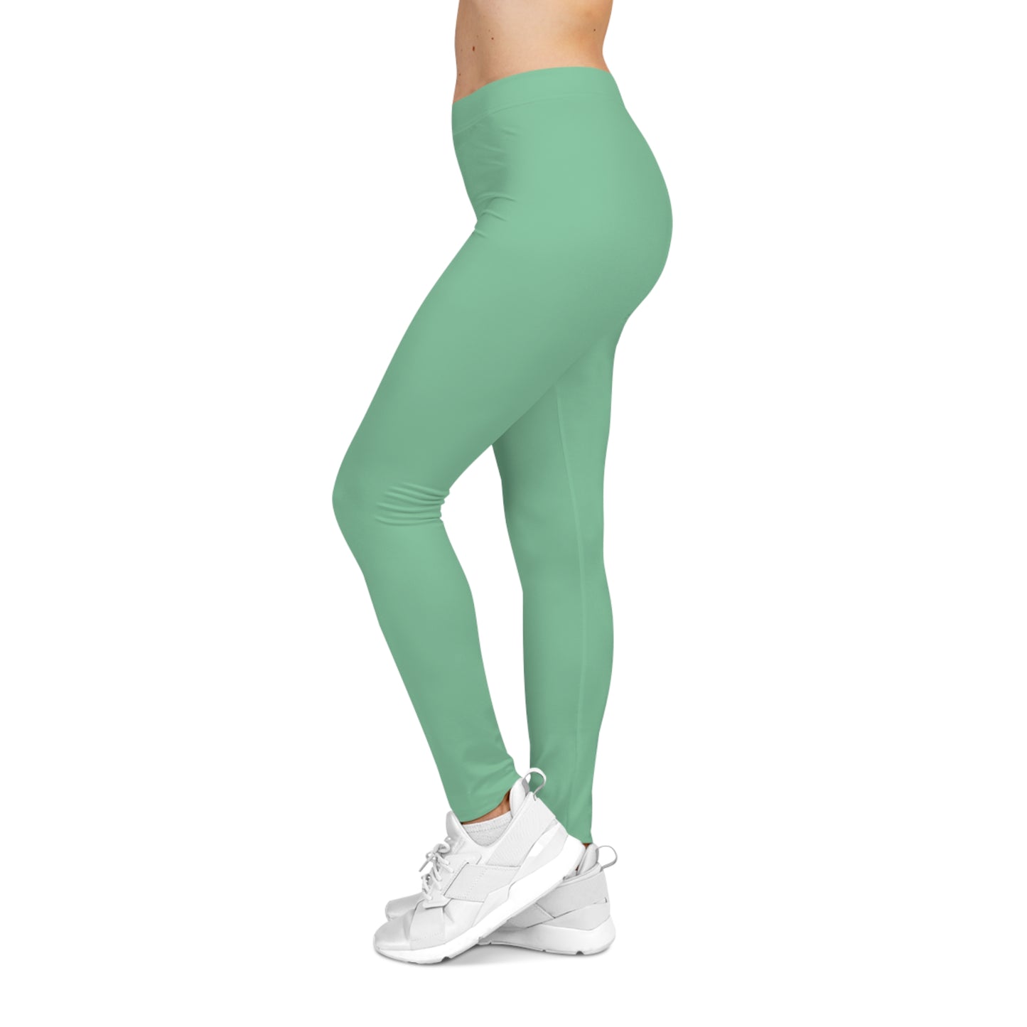 Muted Seaweed Green Color Women's Poly-Span Casual Leggings XS-2XL
