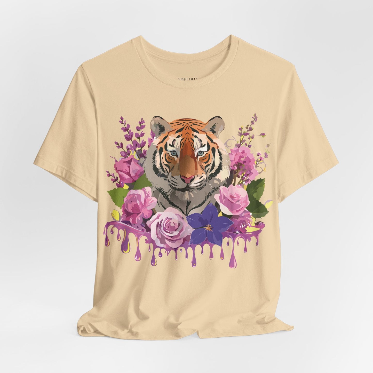 Tiger Graphic Tee Unisex Short Sleeve Vintage Inspired Art Design By Adelpha Premium