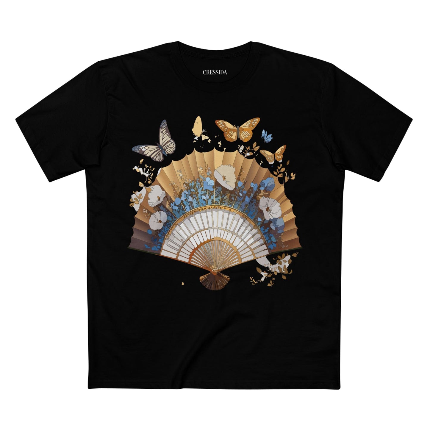 Antique Fan Graphic Design T-Shirt Unisex 100 Cotton Floral Carnival Artwork Tee 1