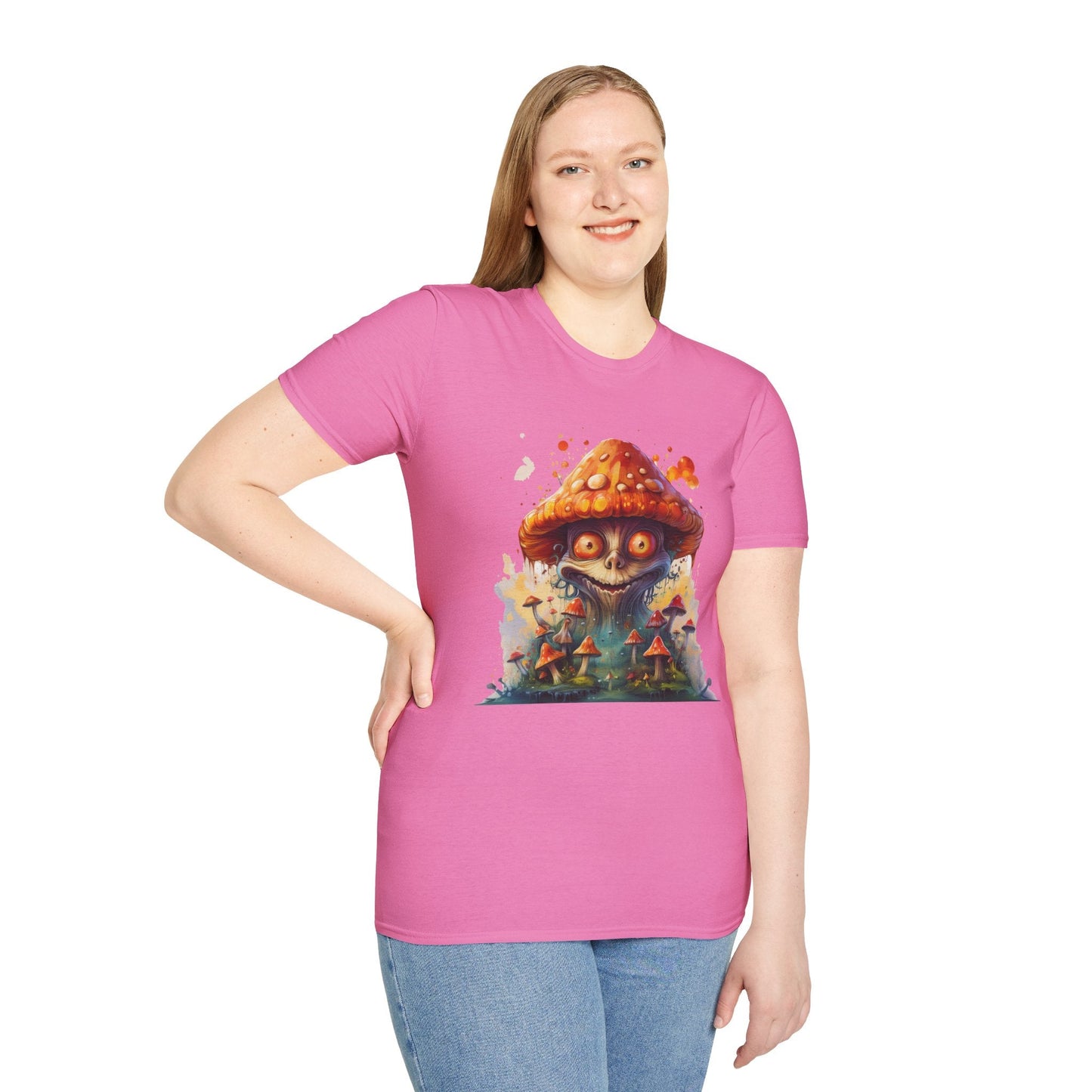 Funny Mashroom Tee Shirt Unisex Softstyle Cotton Art Design with Fungus Graphic Artwork Theme